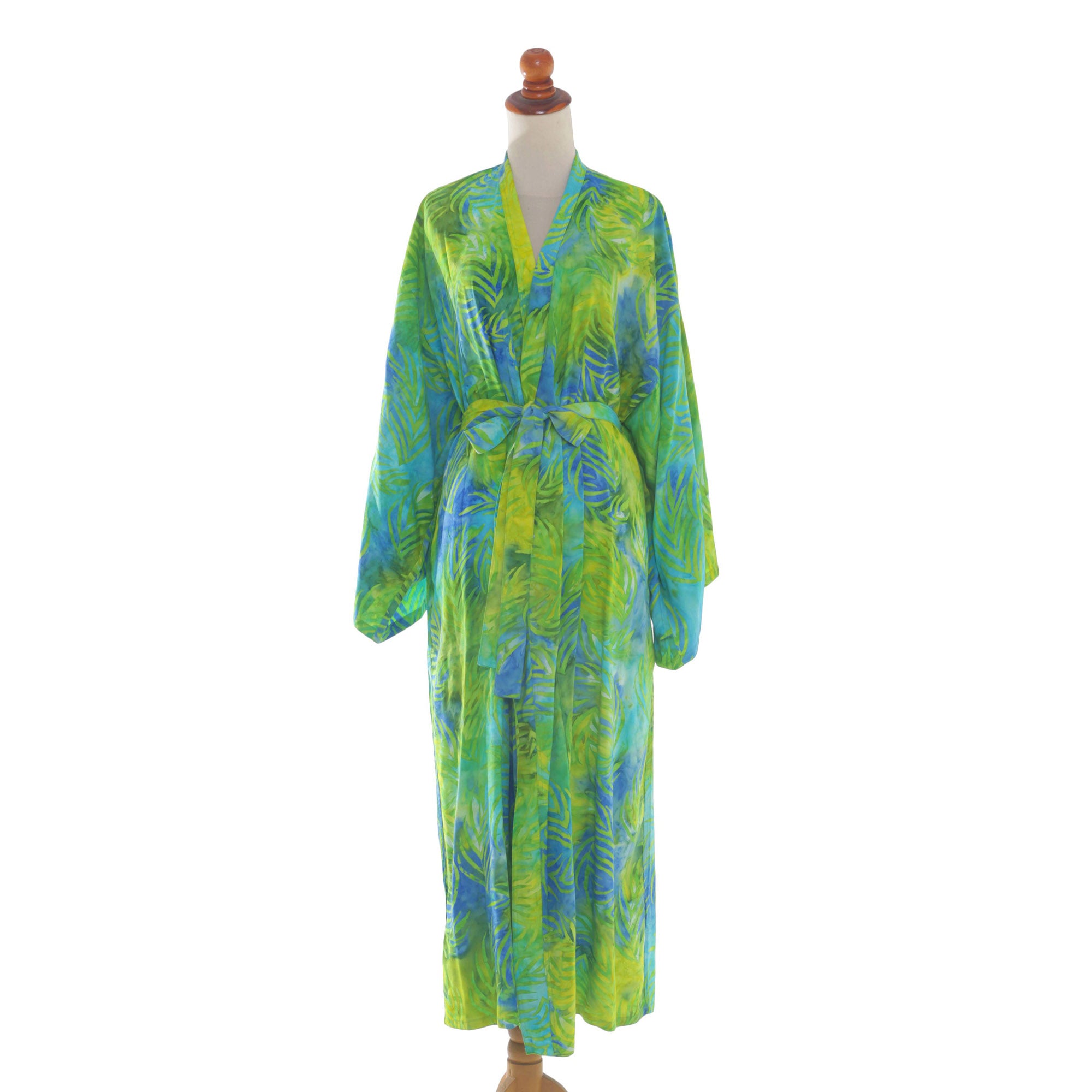 Premium Leafy Haven Rayon Batik Robe - Ultimate Comfort & Style