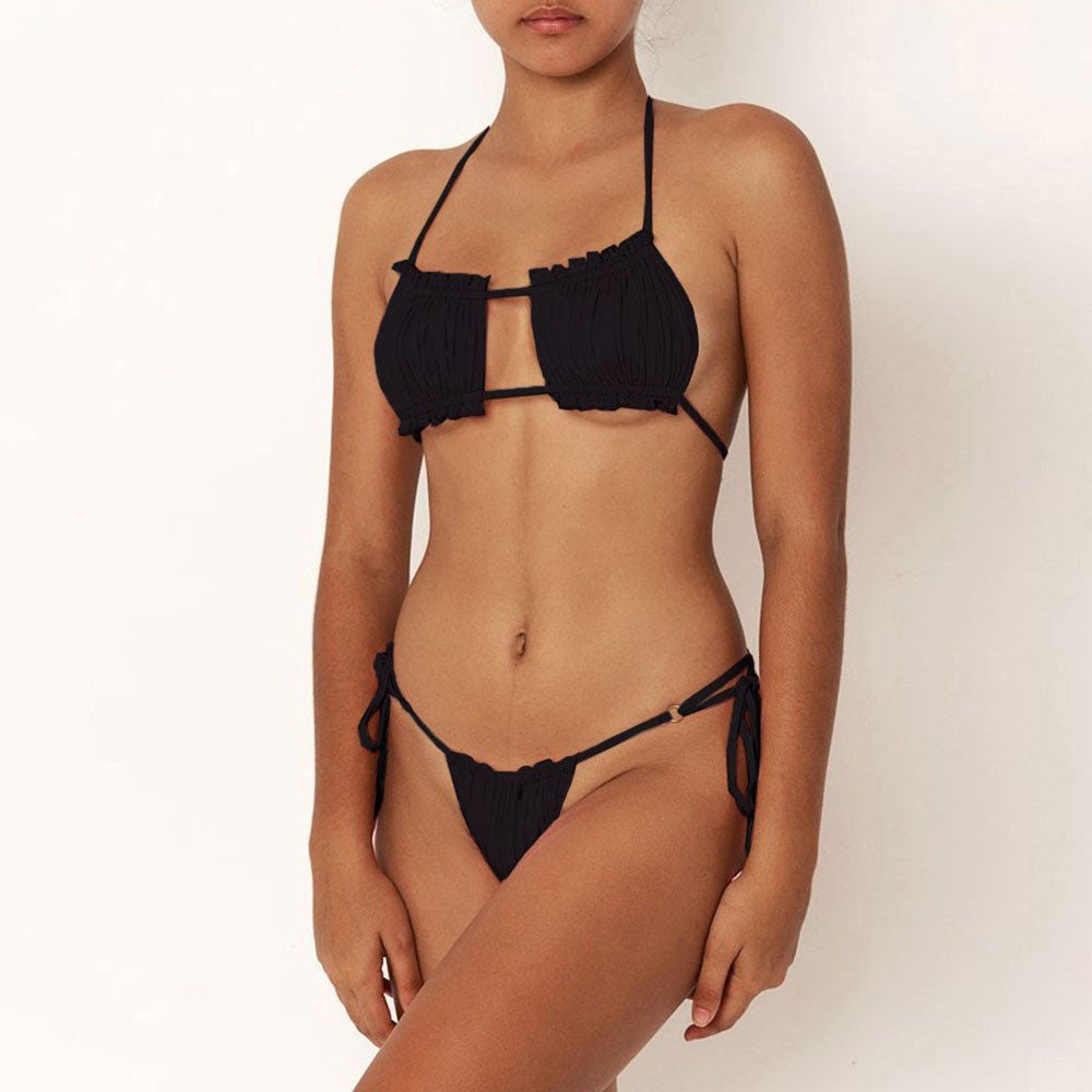 Ultimate Tie-String Ruched Bandeau Brazilian Bikini Set