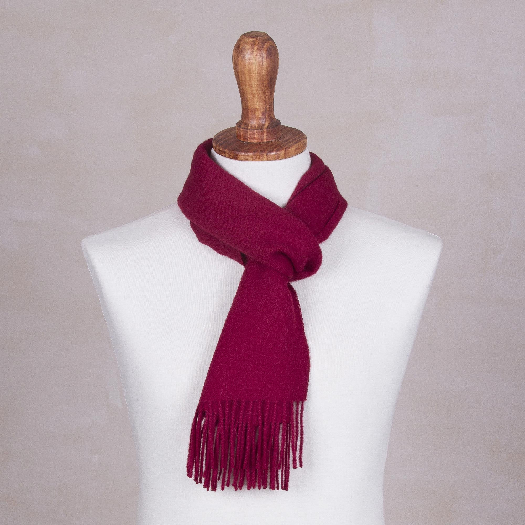 Premium Men's Alpaca Scarf – Cherry Red Burgundy