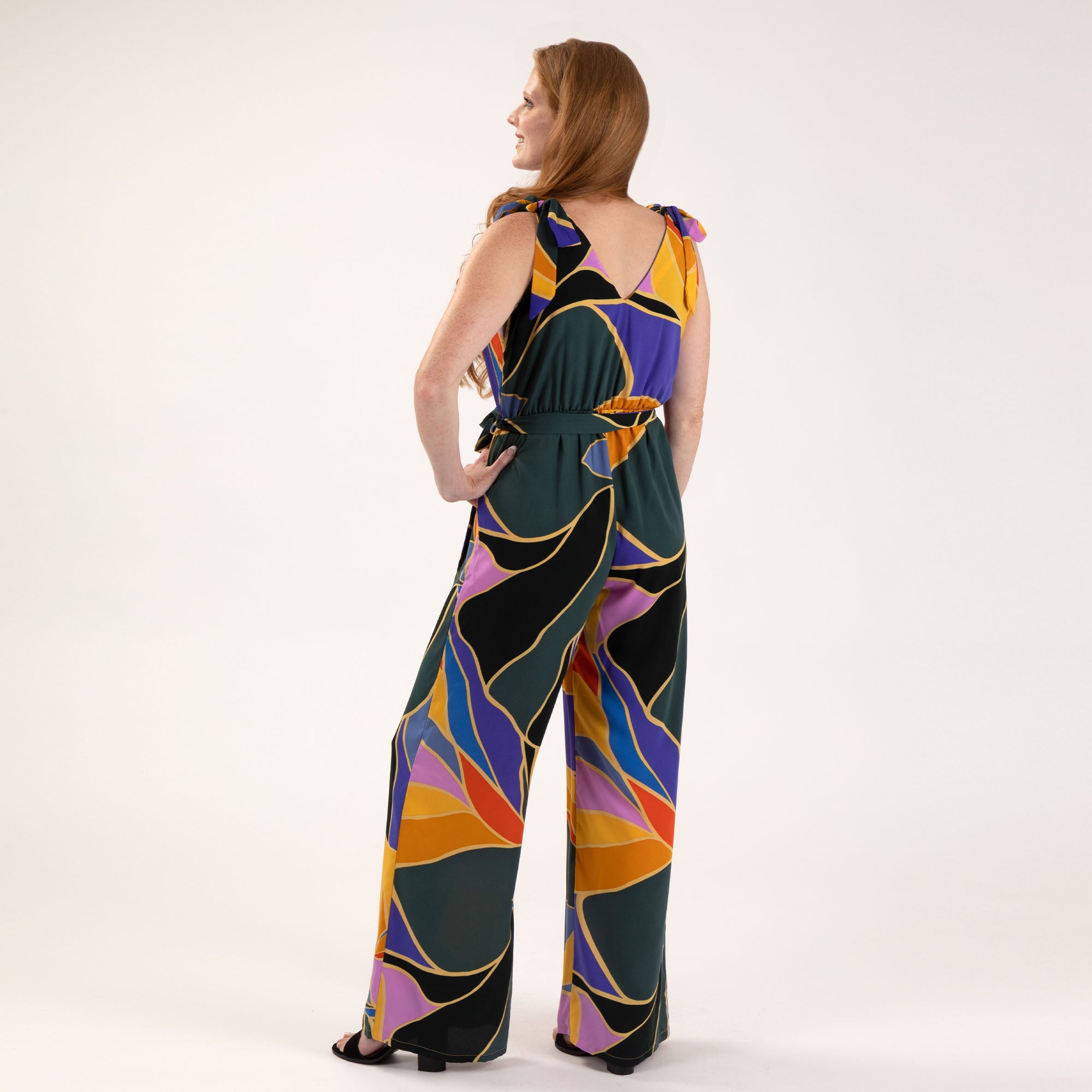 Premium Metamorphosis Tie-Shoulder Jumpsuit - Retro Style