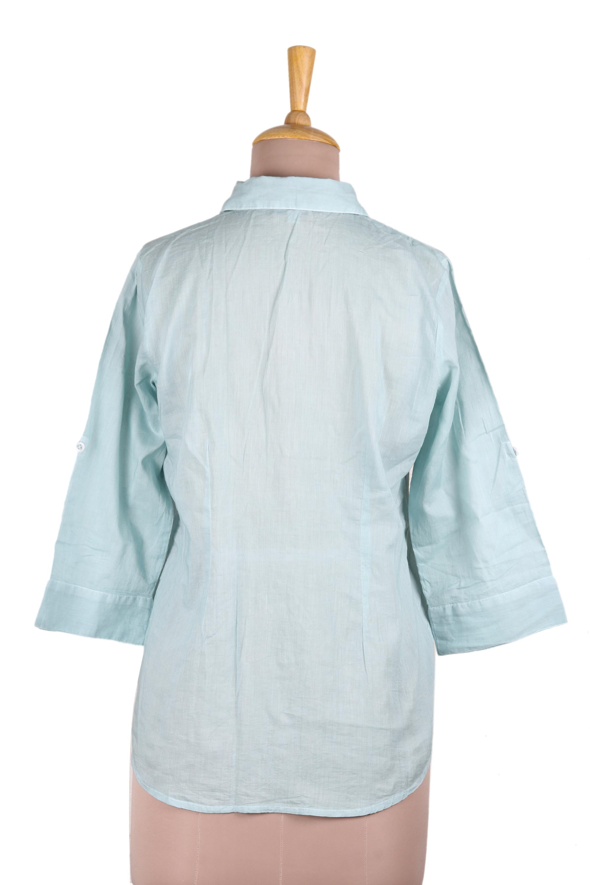 Premium Mint Green Chikankari Cotton Blouse - Handcrafted in India