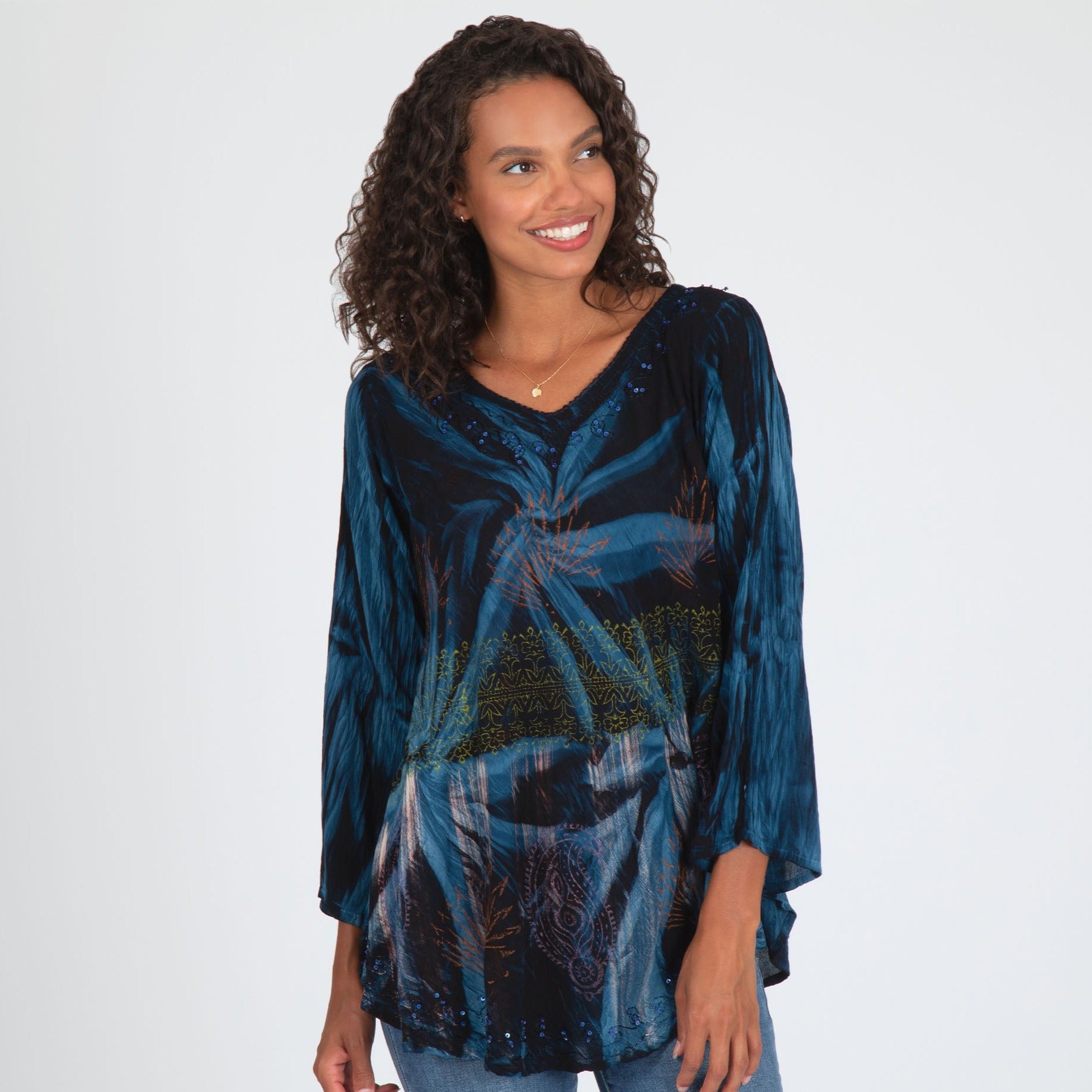 Premium Morning Glory Embroidered Tunic