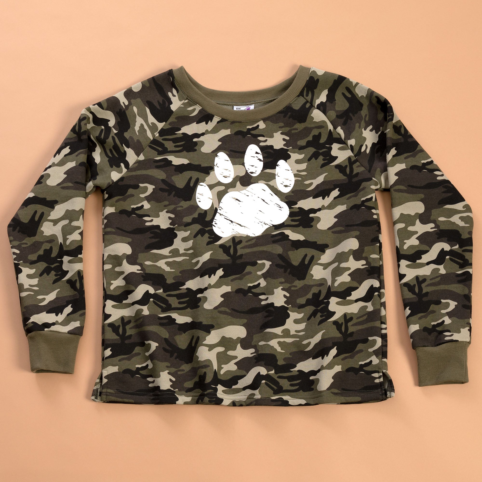 Premium Distressed Paw Camo Sweatshirt - Ultimate Comfort for Animal Lovers