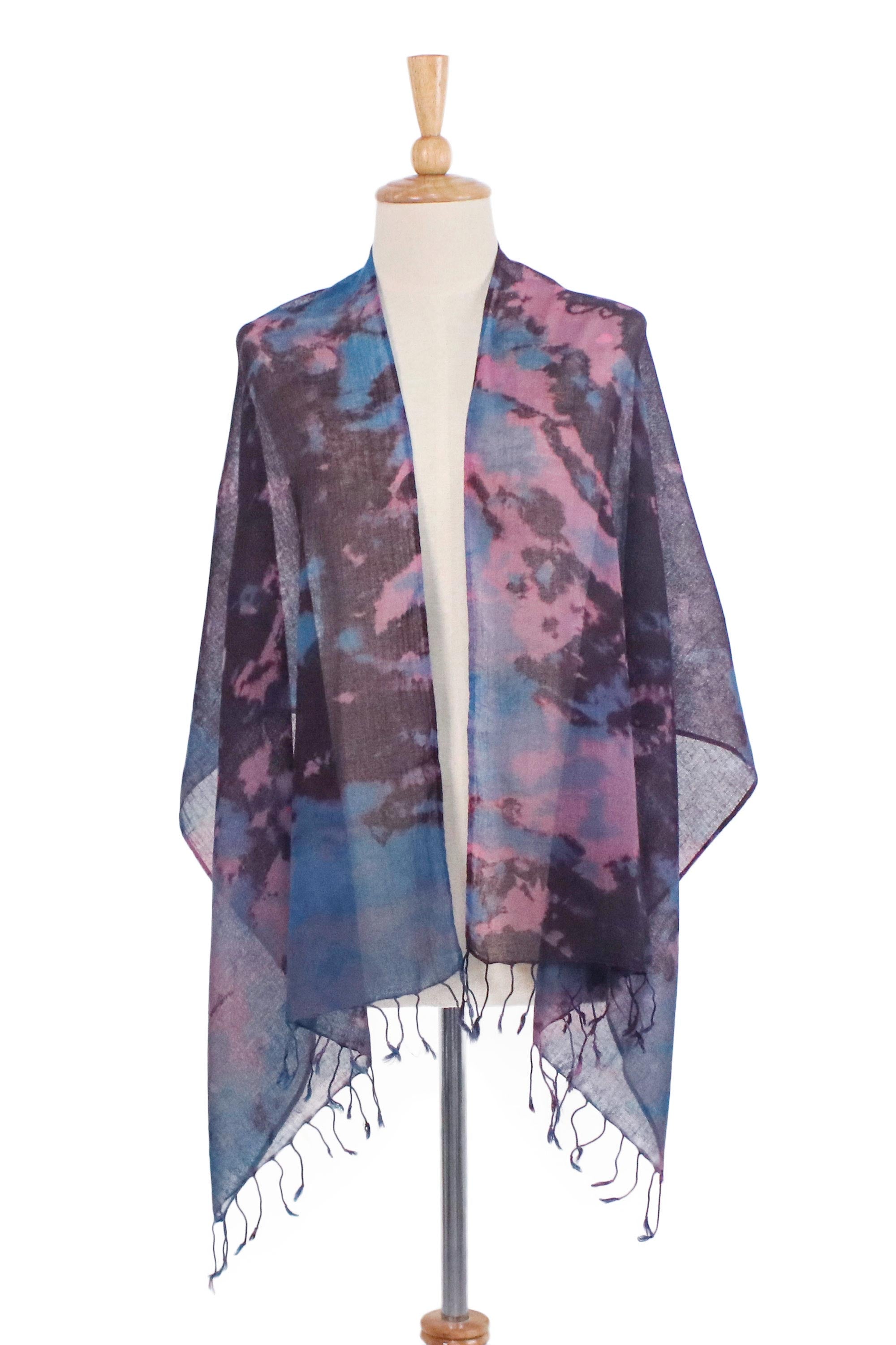 Premium Multicolored Tie-Dye Cotton Wrap Scarf - Handcrafted in Thailand