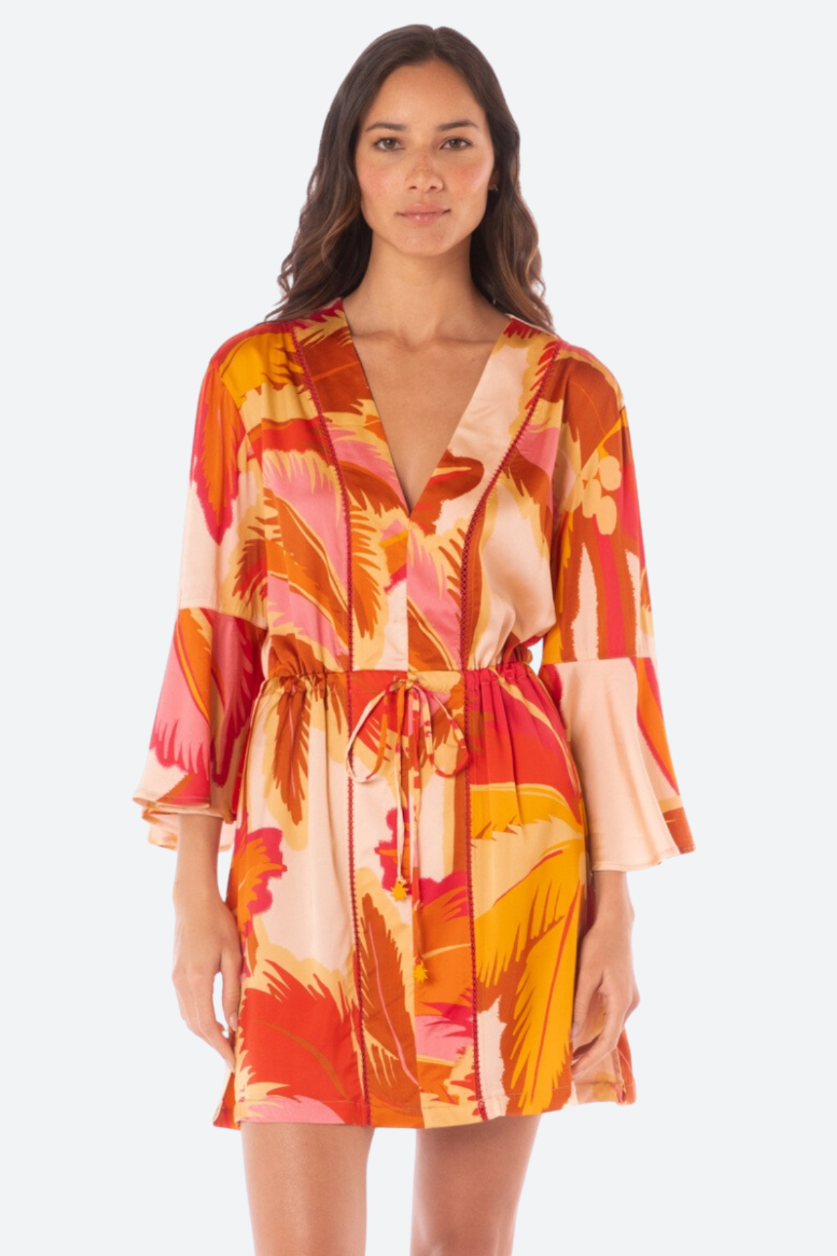 Maaji Premium Jungle Palm Kaftan - Red Overflow