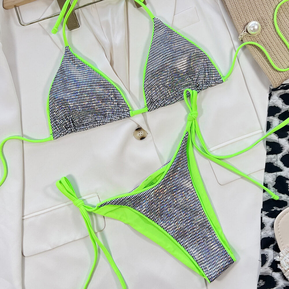 Ultimate Metallic Neon String Bikini Set - Premium Brazilian Two-Piece Swimsuit