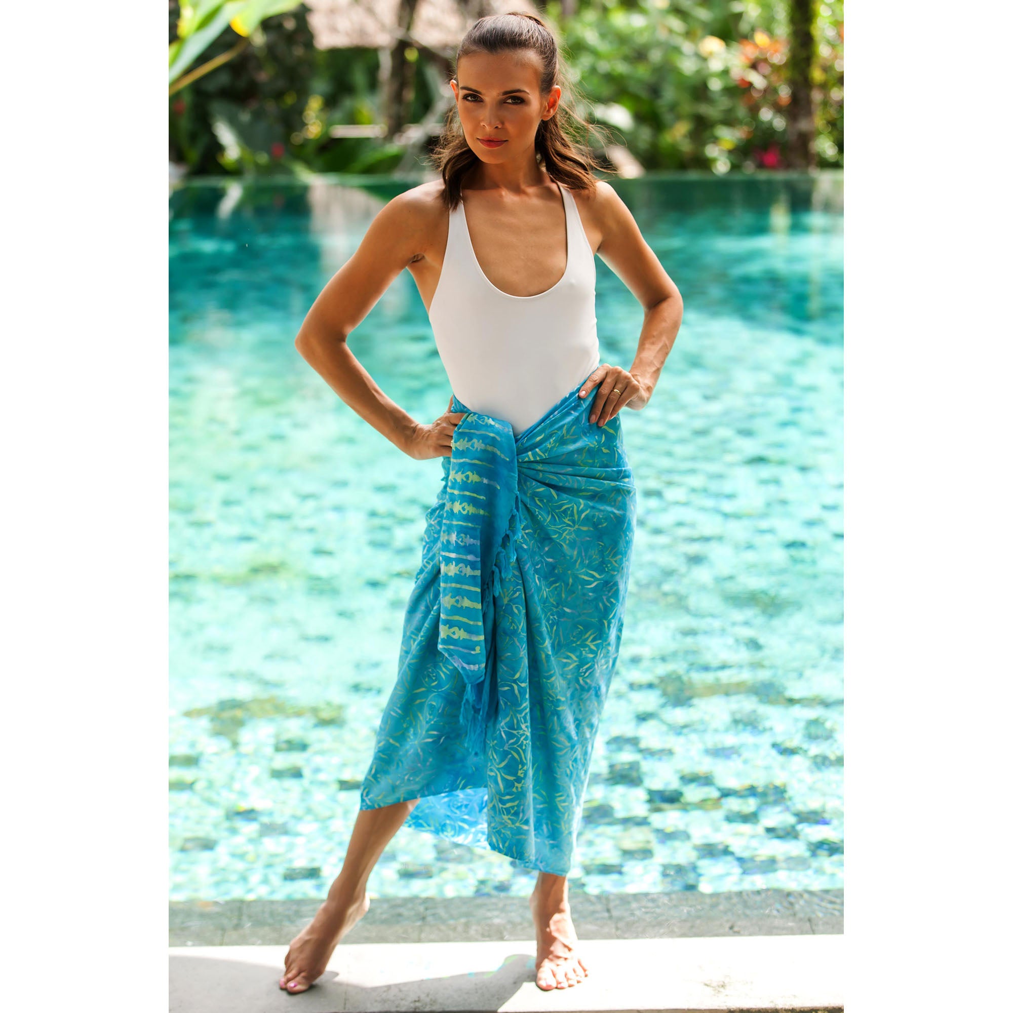 Premium Cerulean Eden Blue Batik Sarong - Handmade in Indonesia