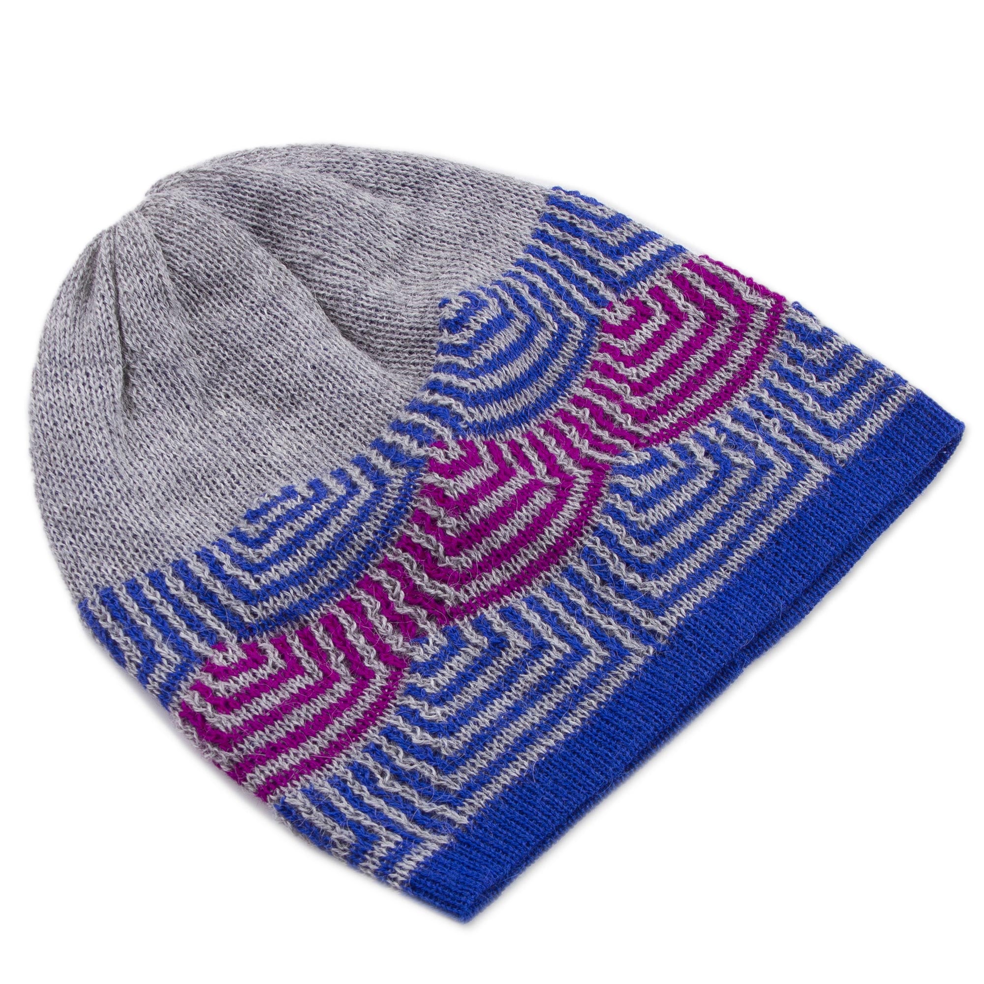 Premium Reversible Alpaca Hat in Royal Blue | Handcrafted in Peru