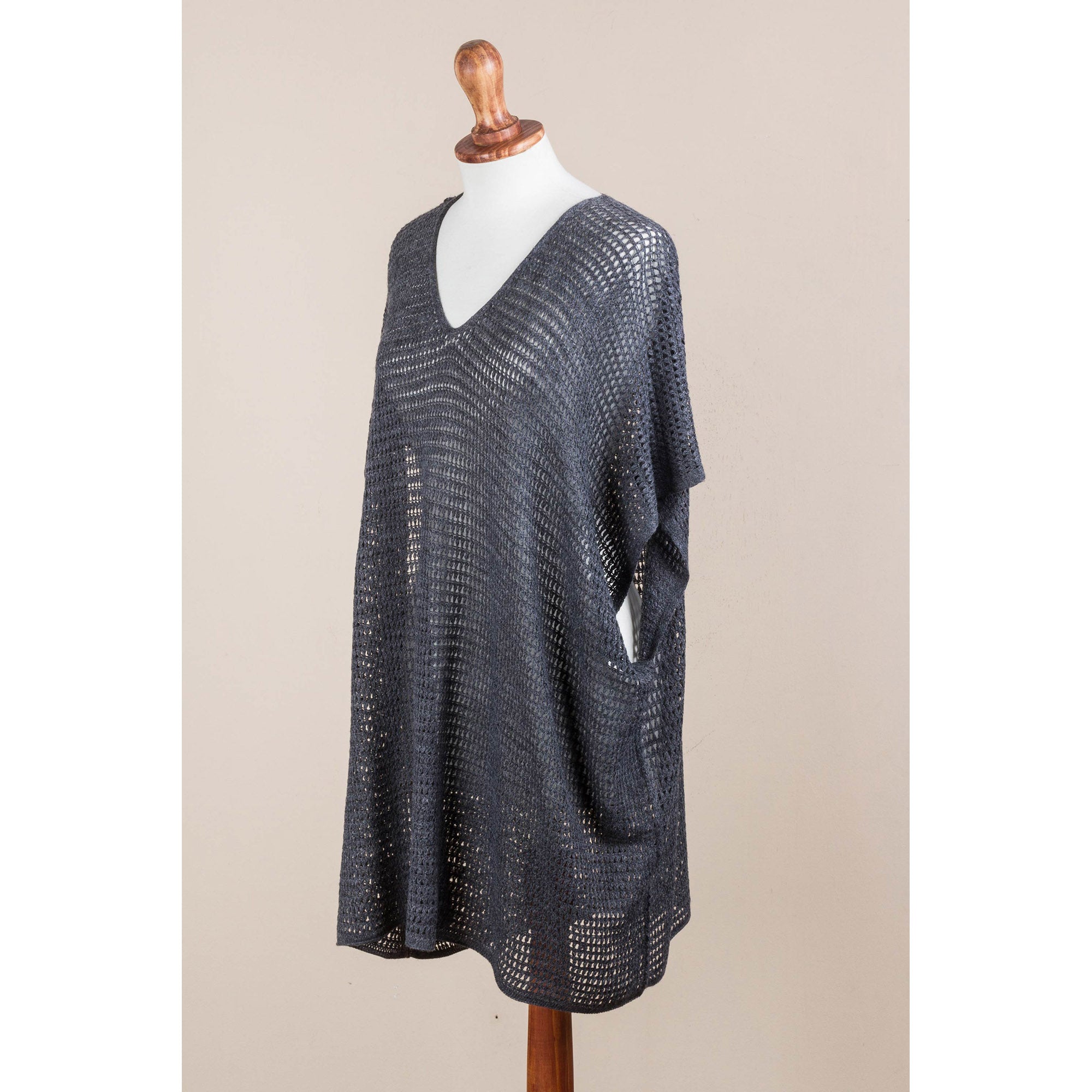 Premium Grey Dreamcatcher Knit Tunic - Handmade in Peru