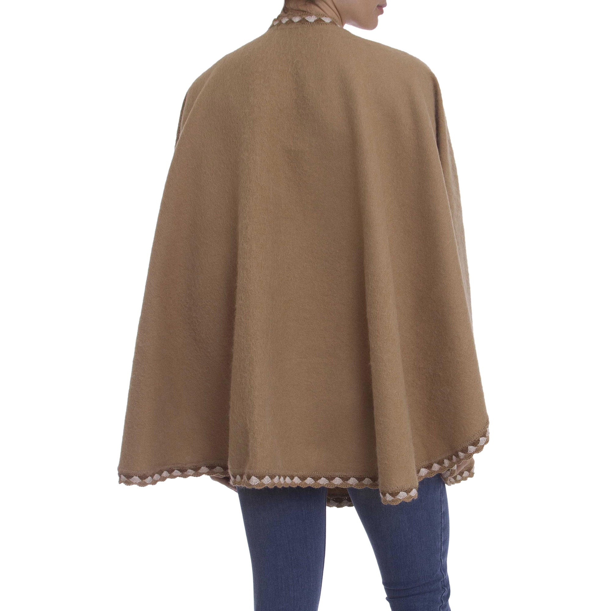 Premium Tan Alpaca Blend Ruana - Ultimate Cozy Holiday Wrap