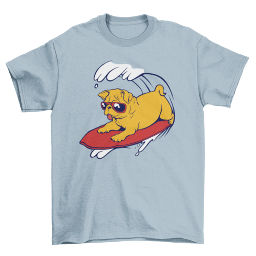 Premium Surf's Up Pug Graphic Tee - Unisex Cotton Comfort