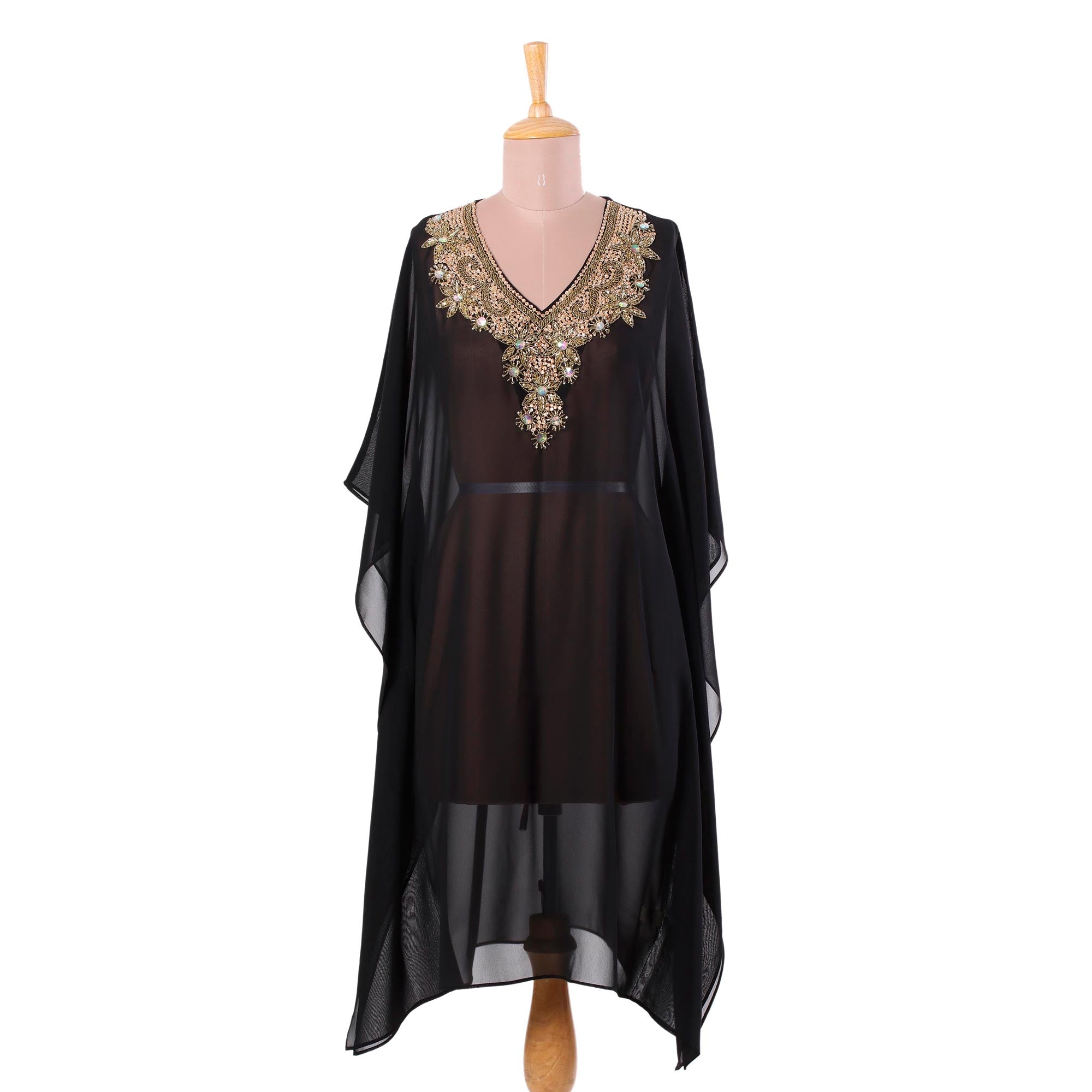 Premium Arabian Beauty Embellished Sheer Caftan - Ultimate Elegance