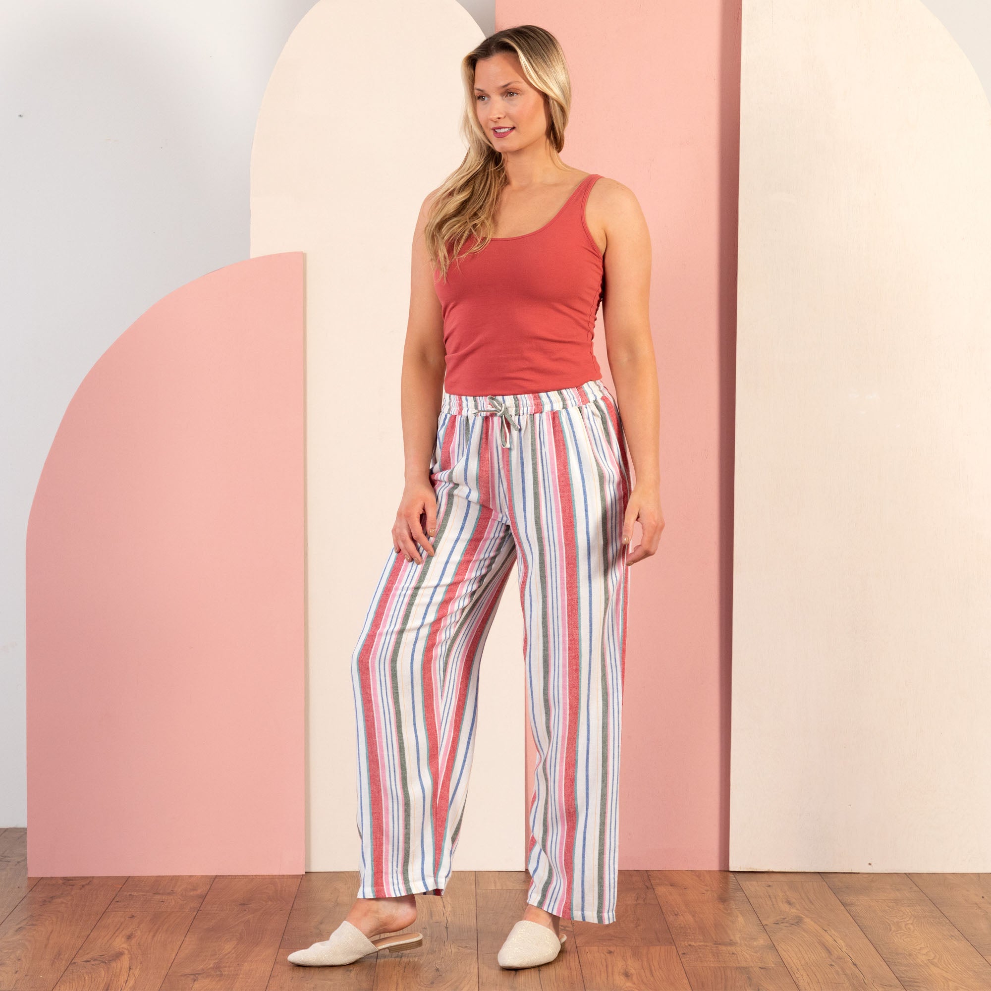 Premium Women's Striped High-Rise Wide-Leg Pants - Ultimate Comfort & Style