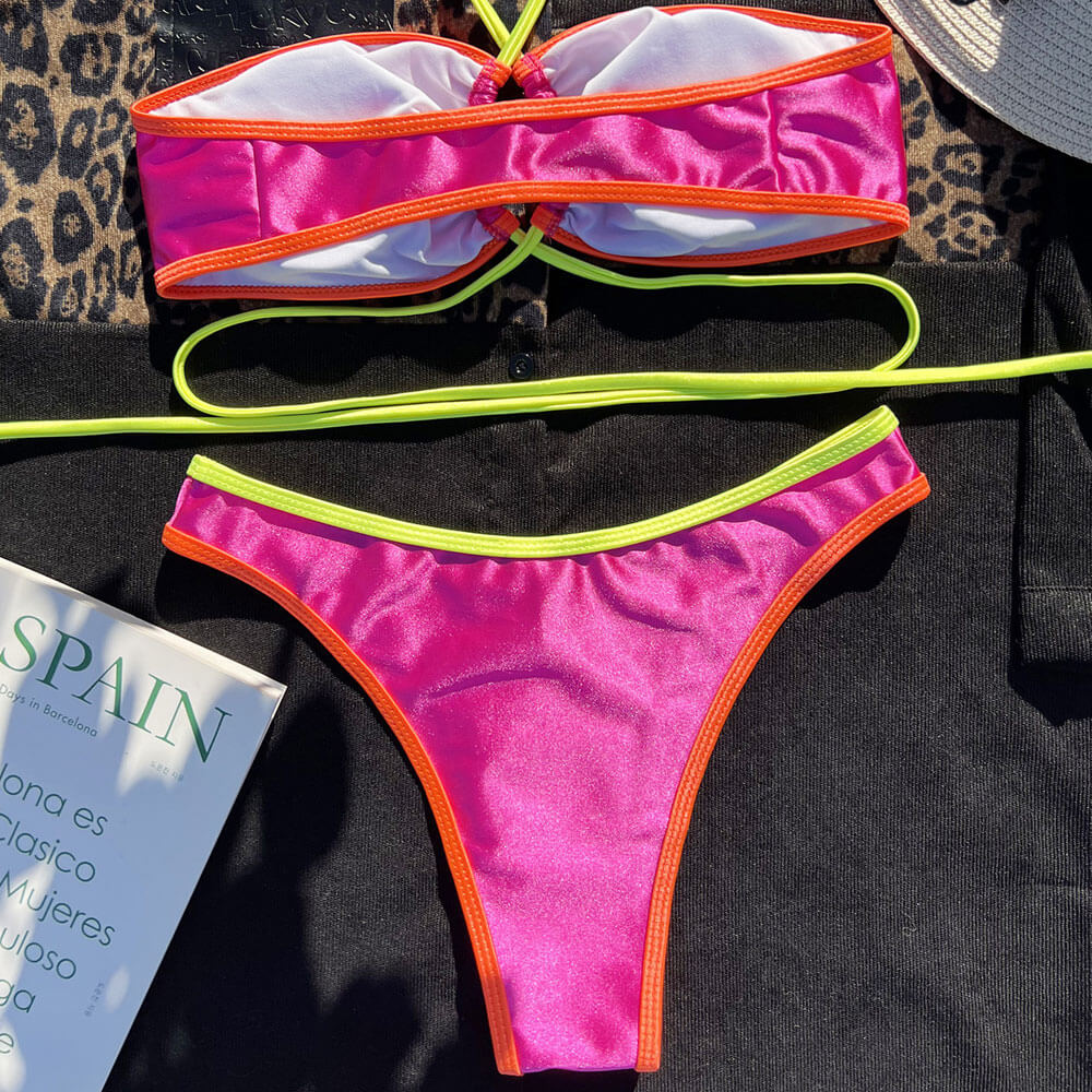 Ultimate Glam Neon High-Cut Wrap Bikini Set