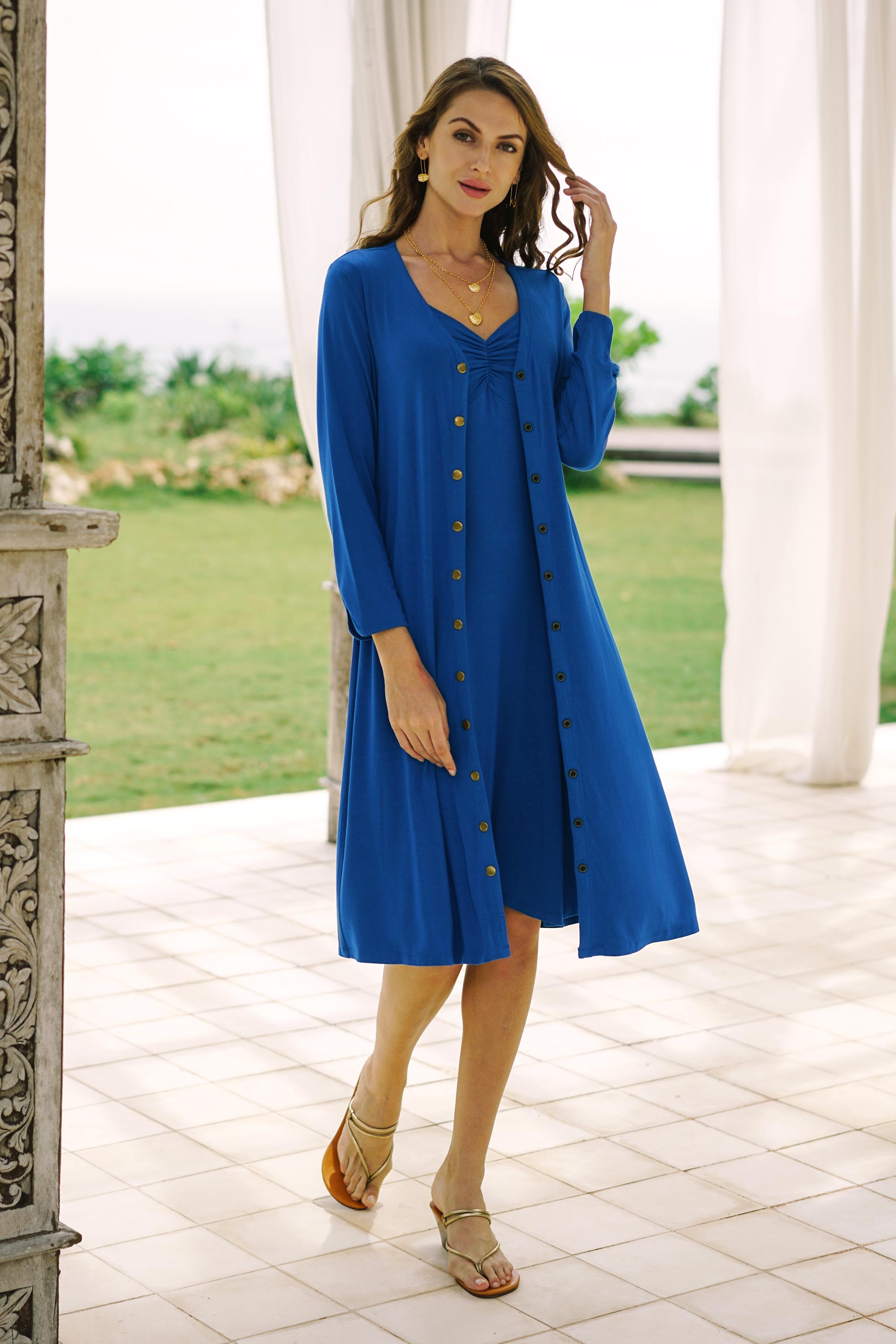 Premium Handmade Black Modal Shirtdress from Bali - Versatile & Stylish