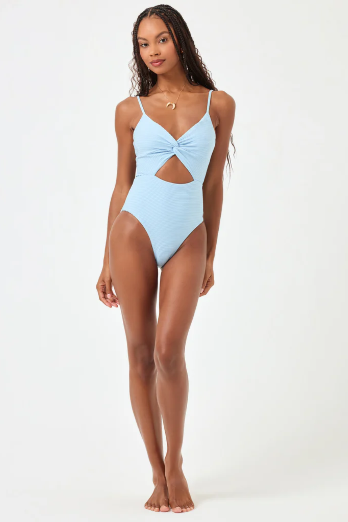 Premium Eco Chic Repreve Kyslee One Piece Swimsuit - Sky Blue | Sustainable & Stylish