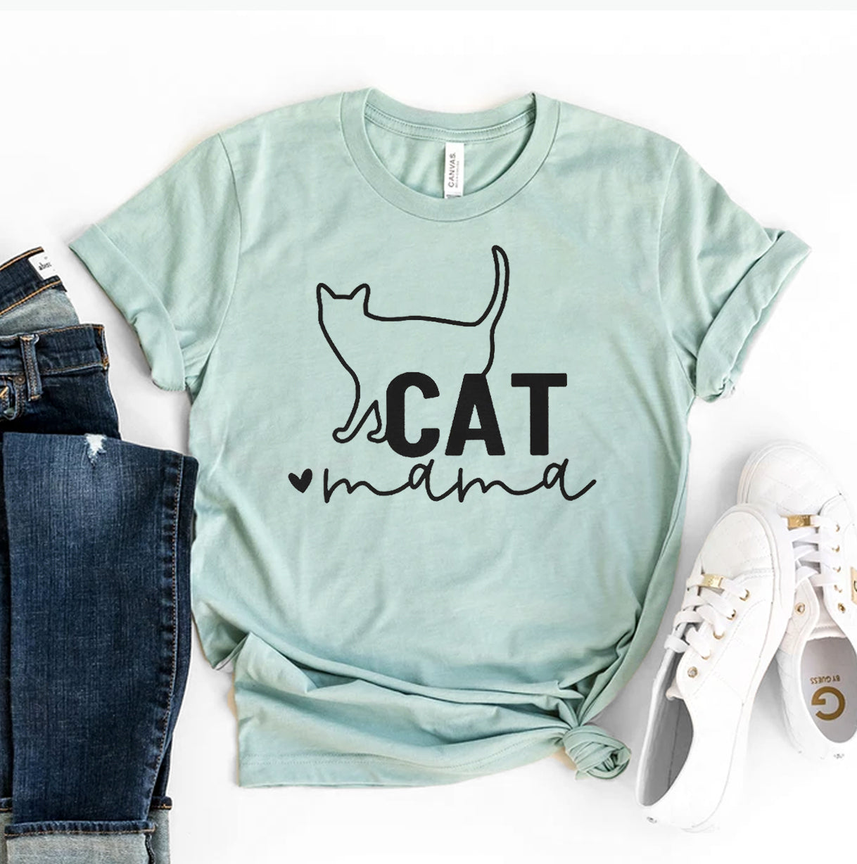 Premium Cat Mama Crew Neck Tee