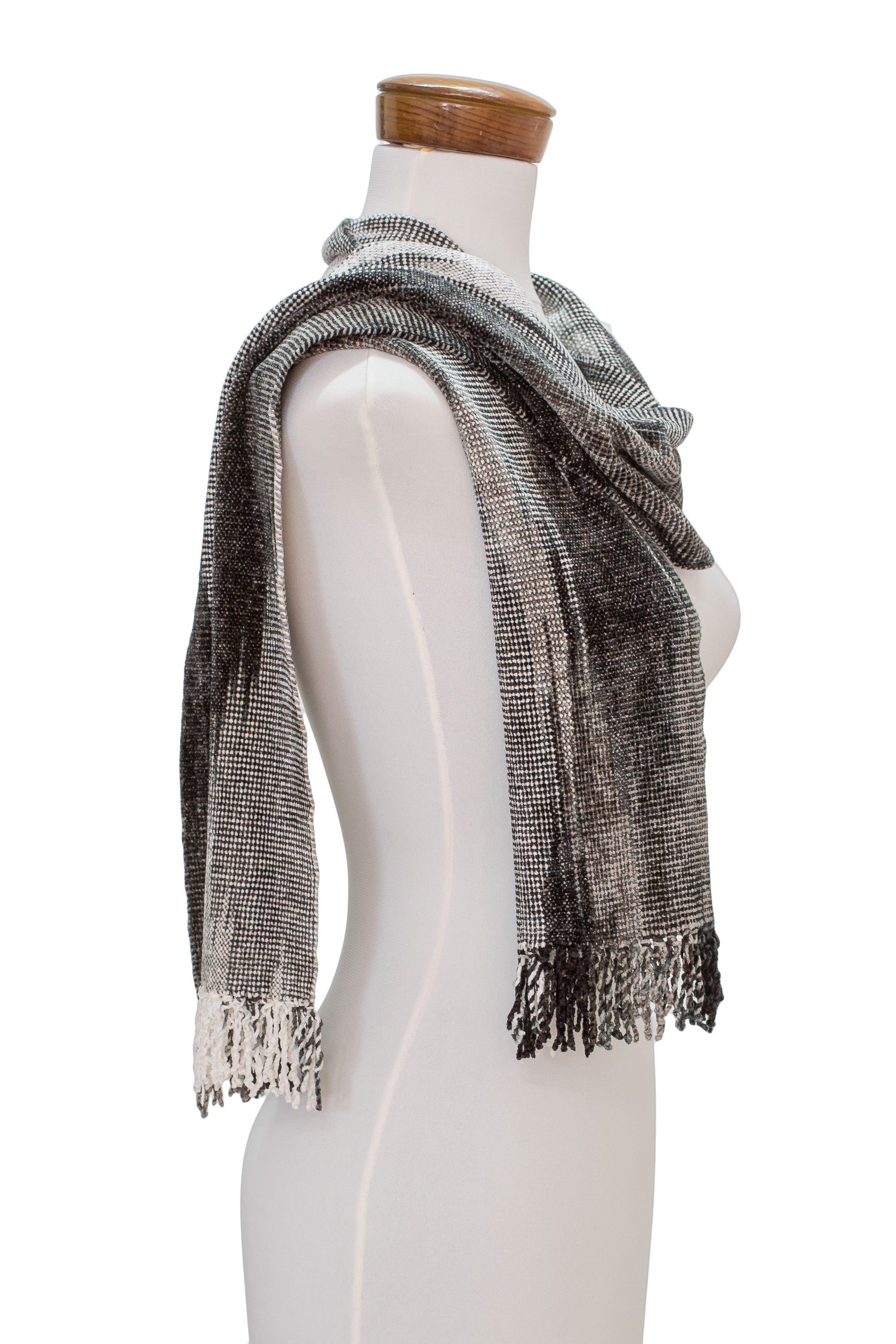 Premium Handwoven Grey Rayon Chenille Scarf – Inspired by the Infinite Universe