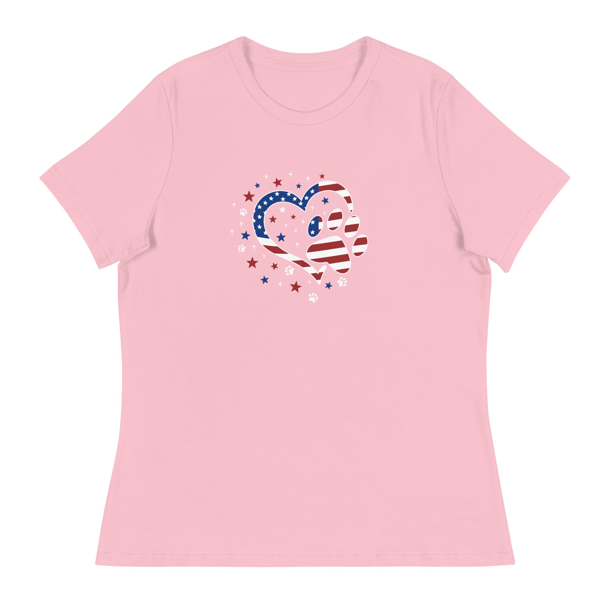 Premium Star Spangled Paw Print Love Women's Relaxed Tee