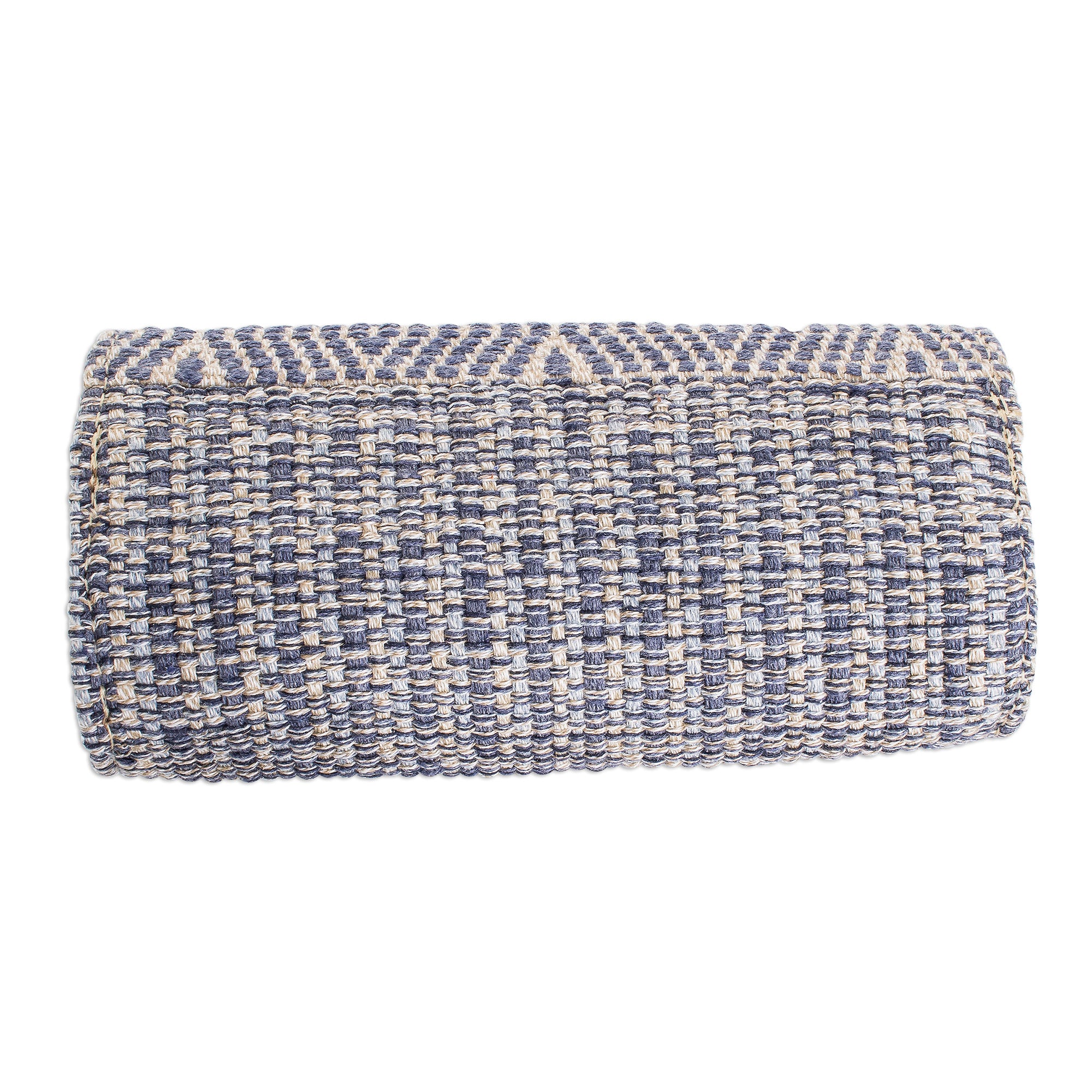 Premium Mayan Cosmos Handwoven Cotton Eyeglasses Case – Cadet Blue & Ivory