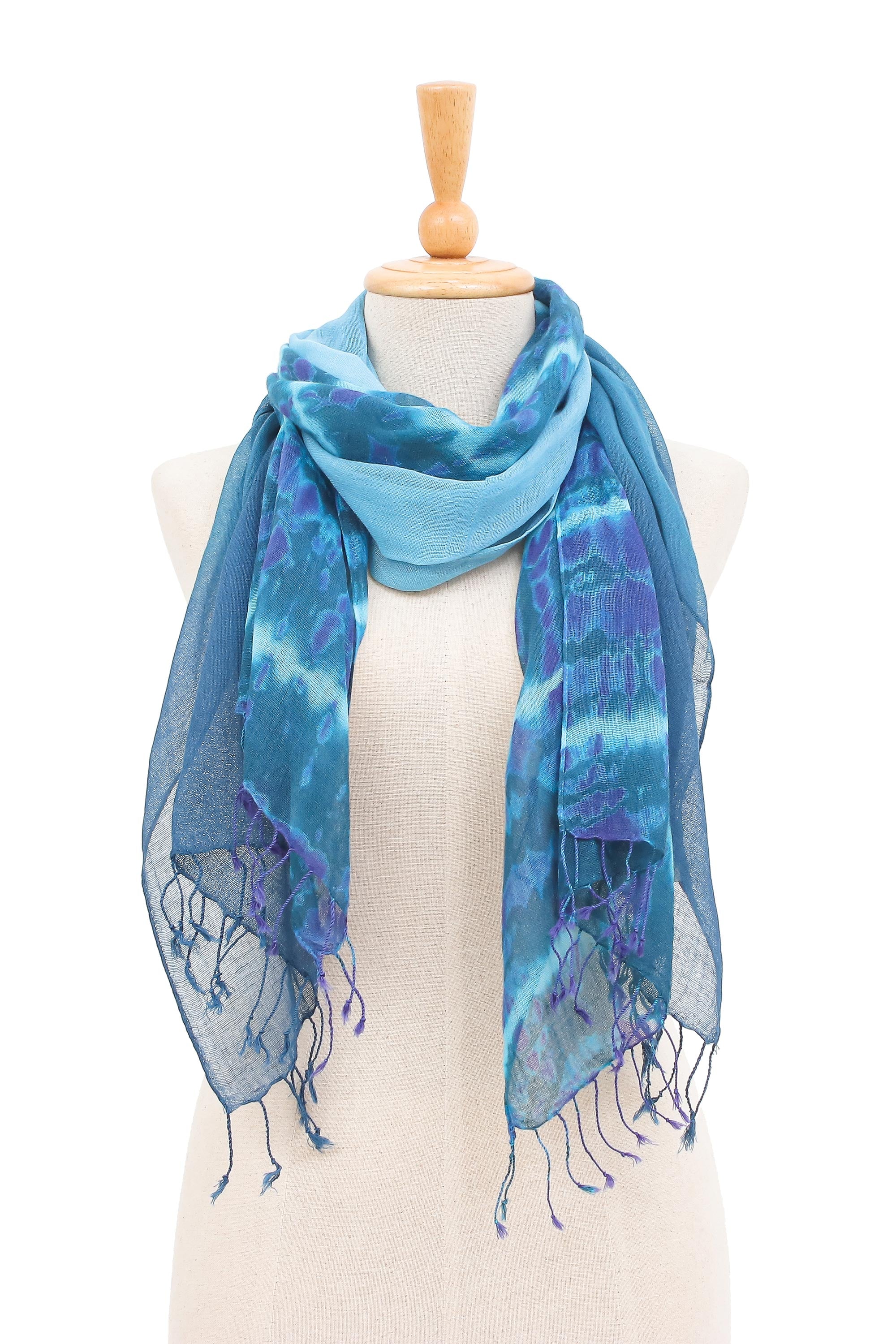 Premium Ocean Harmony Cotton Scarf Duo - Shades of Blue