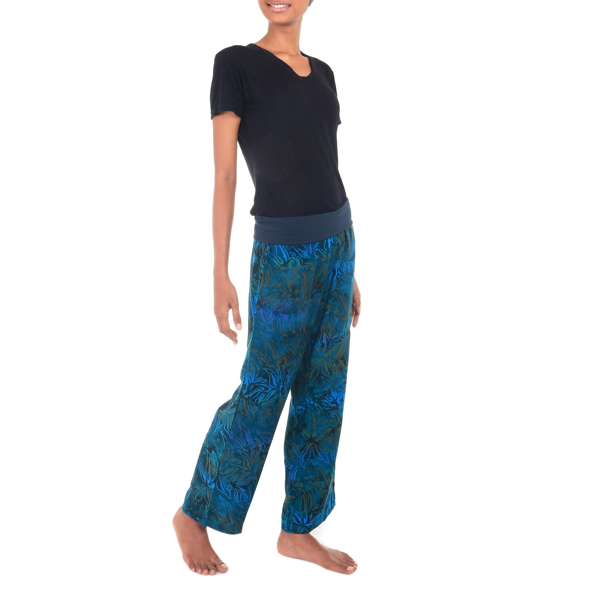 Premium Kenanga Batik Pants - Handcrafted Blue & Green Design