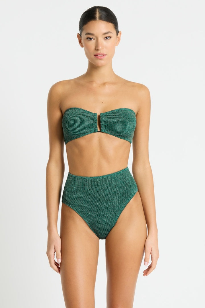 Premium Bottle Green Lurex High-Waist Brief by Bound by Bond-Eye