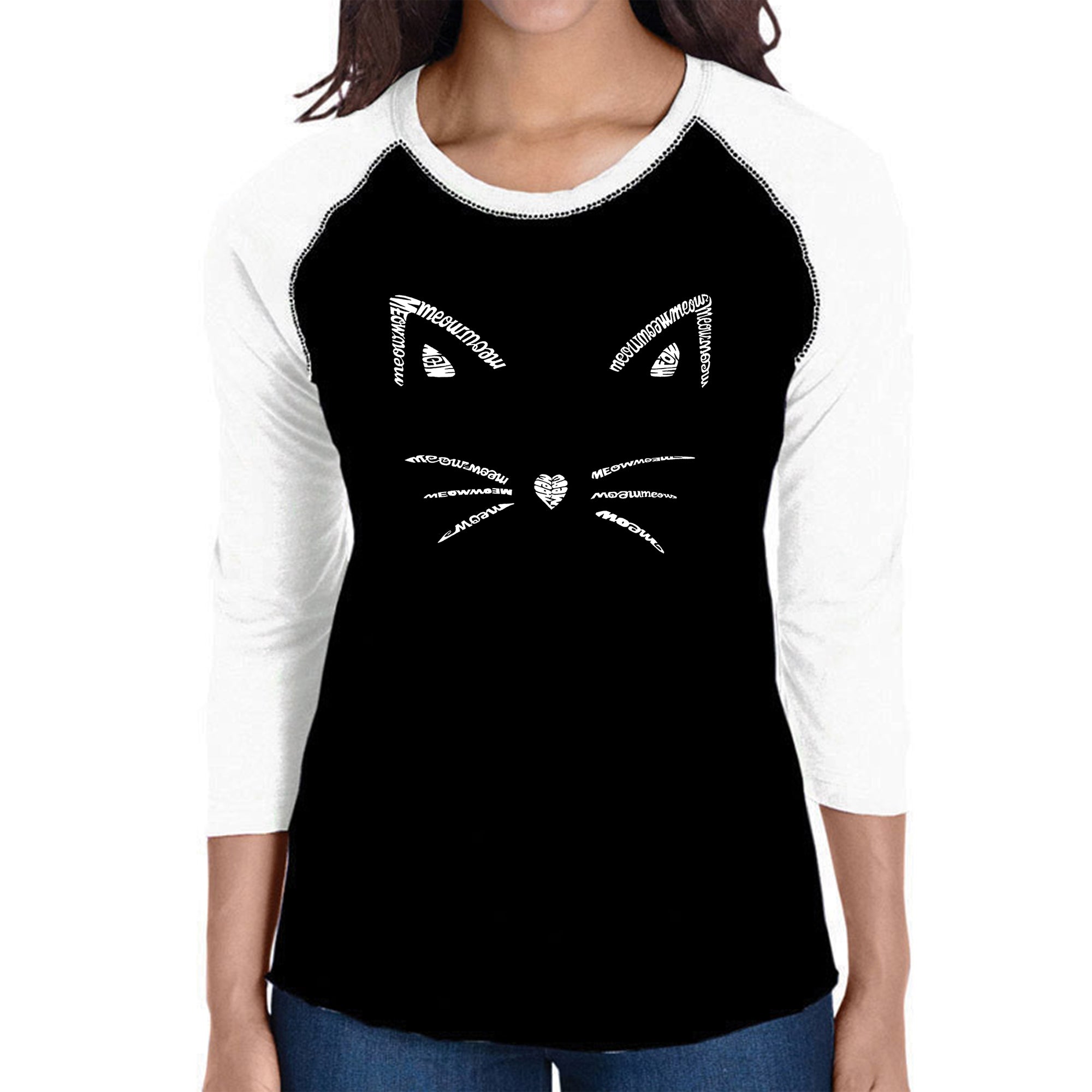 Premium Whiskers - Women's Raglan Baseball Word Art T-Shirt