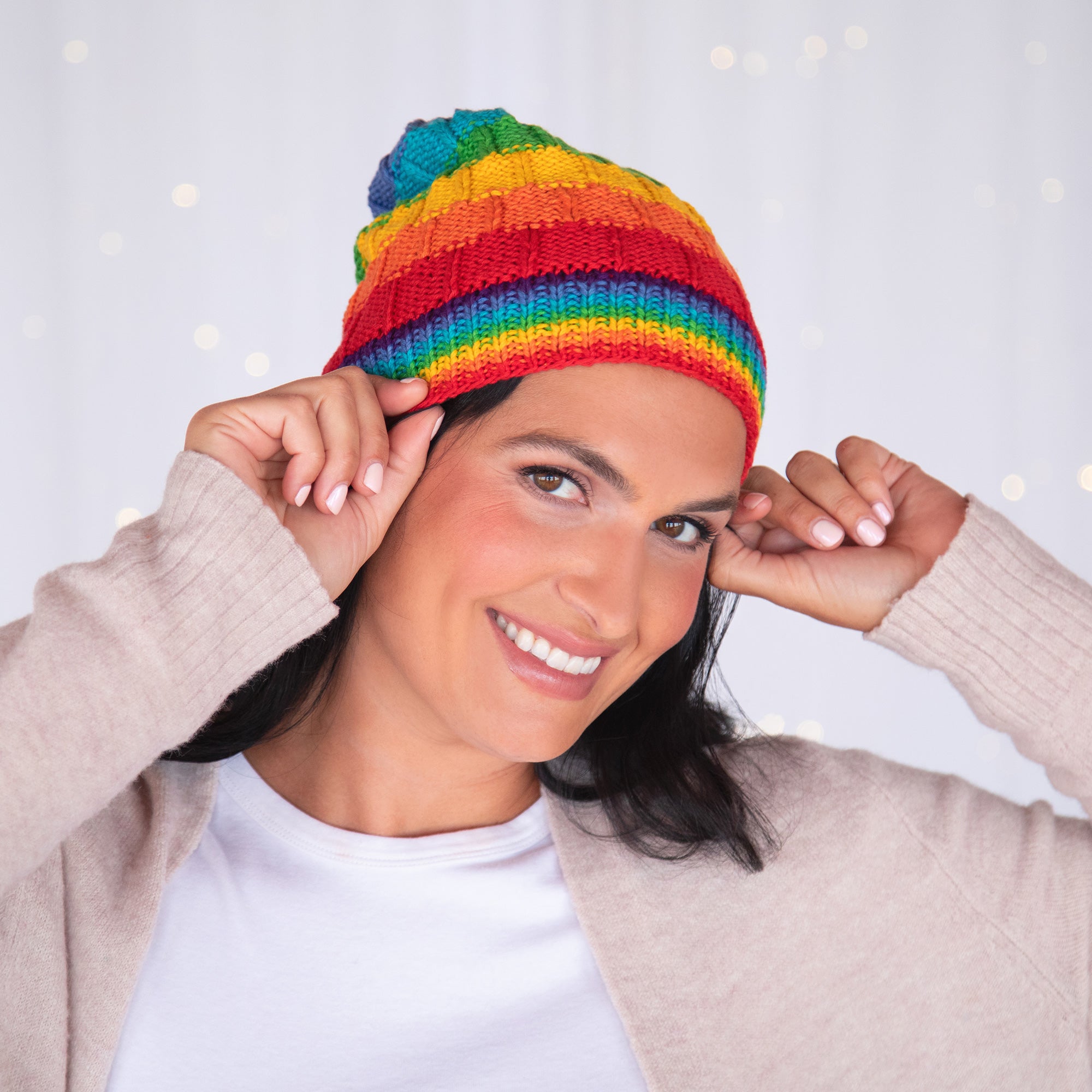 Premium Hand-Knit Rainbow Beanie - Ultimate Winter Style