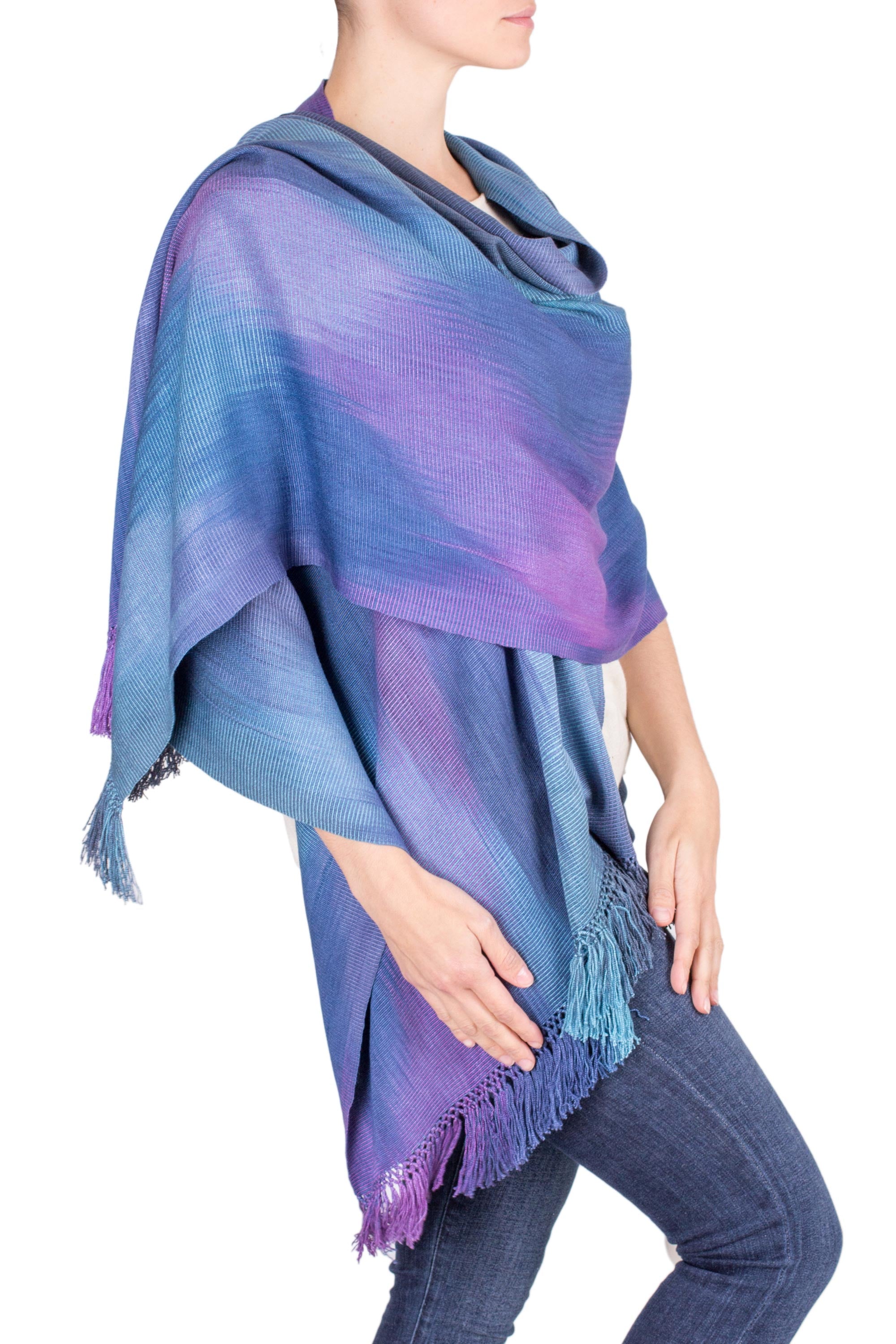 Premium Handwoven Blue Orchid Shawl - Lightweight & Eco-Friendly