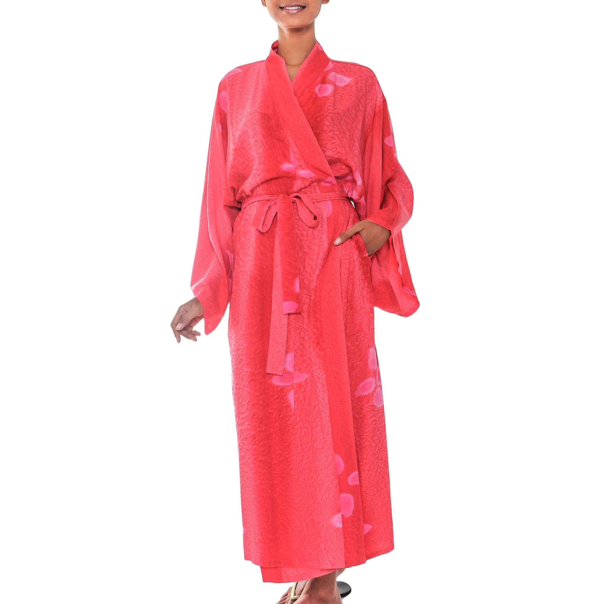 Premium Crimson Fair Trade Batik Robe - Ultimate Bali Chic