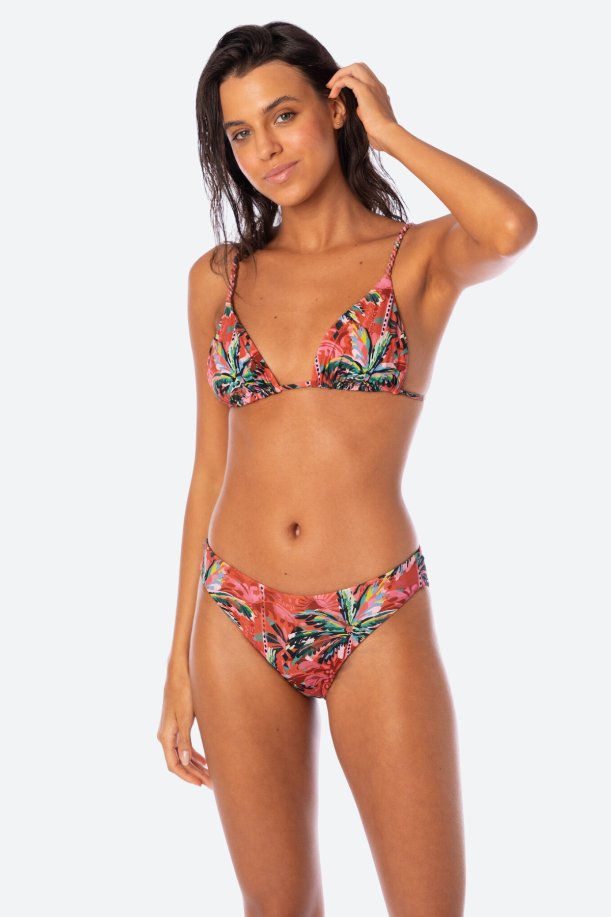 Premium Maaji Flame Palms Reversible Bikini Top - Tropical Red