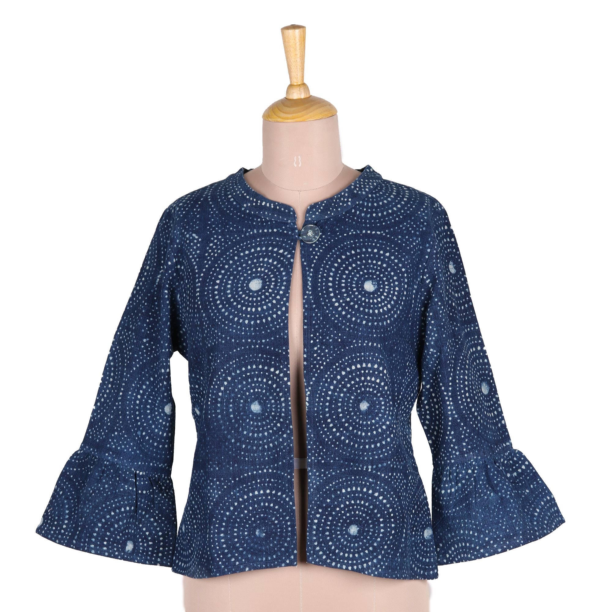 Premium Indigo Block-Printed Cotton Jacket – Handcrafted in India