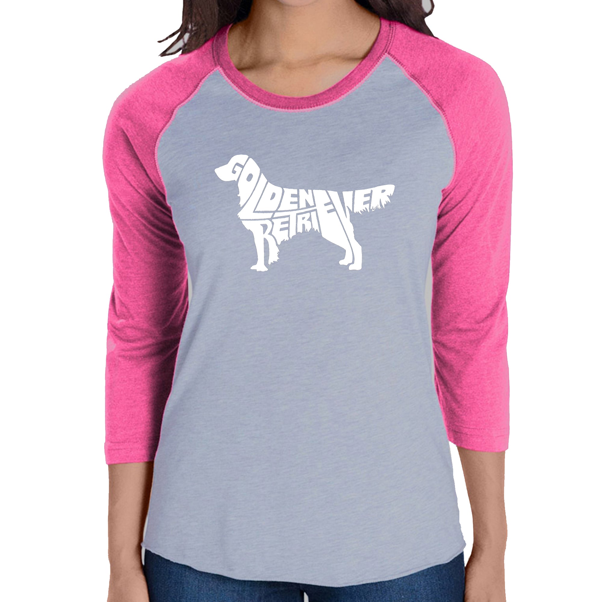 Premium Golden Retriever Women's Raglan Baseball Tee - Ultimate Word Art Design