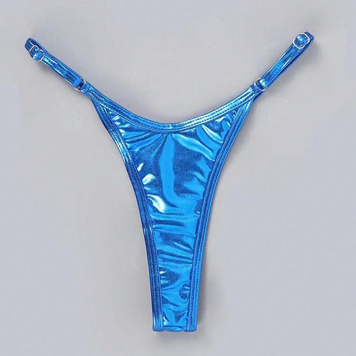 Ultimate Glam Metallic Faux Leather Brazilian Thong Bikini Bottom