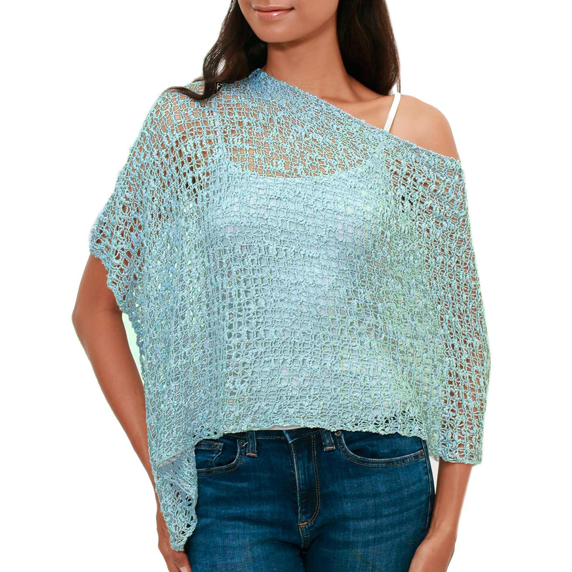 Premium Aqua Sanur Lightweight Crochet Poncho – Handmade in Bali