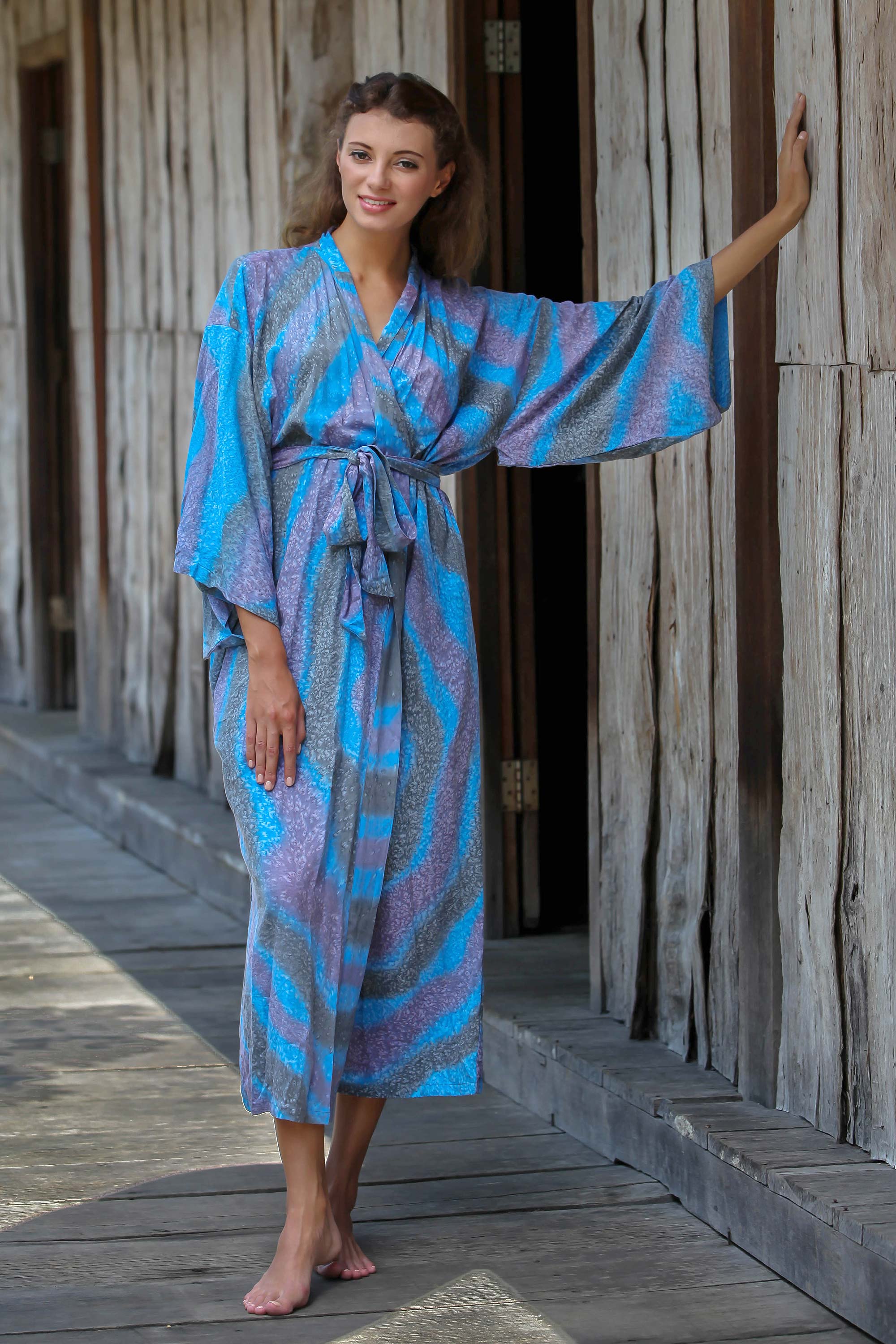 Premium Ocean Reef Women's Rayon Kimono Robe - Handcrafted in Indonesia