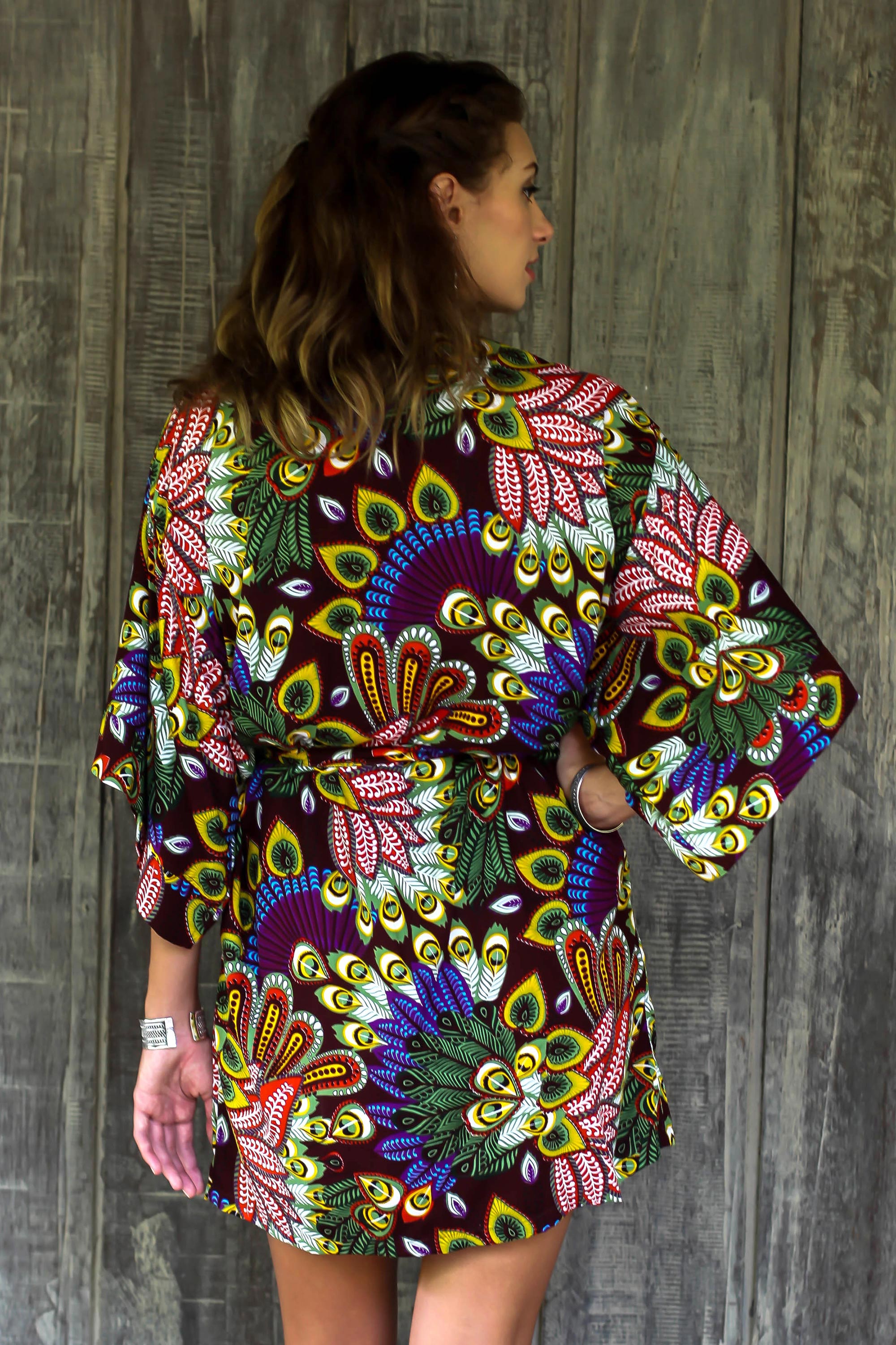 Premium Jungle Groove Floral Rayon Robe – Ultimate Comfort in Rosewood