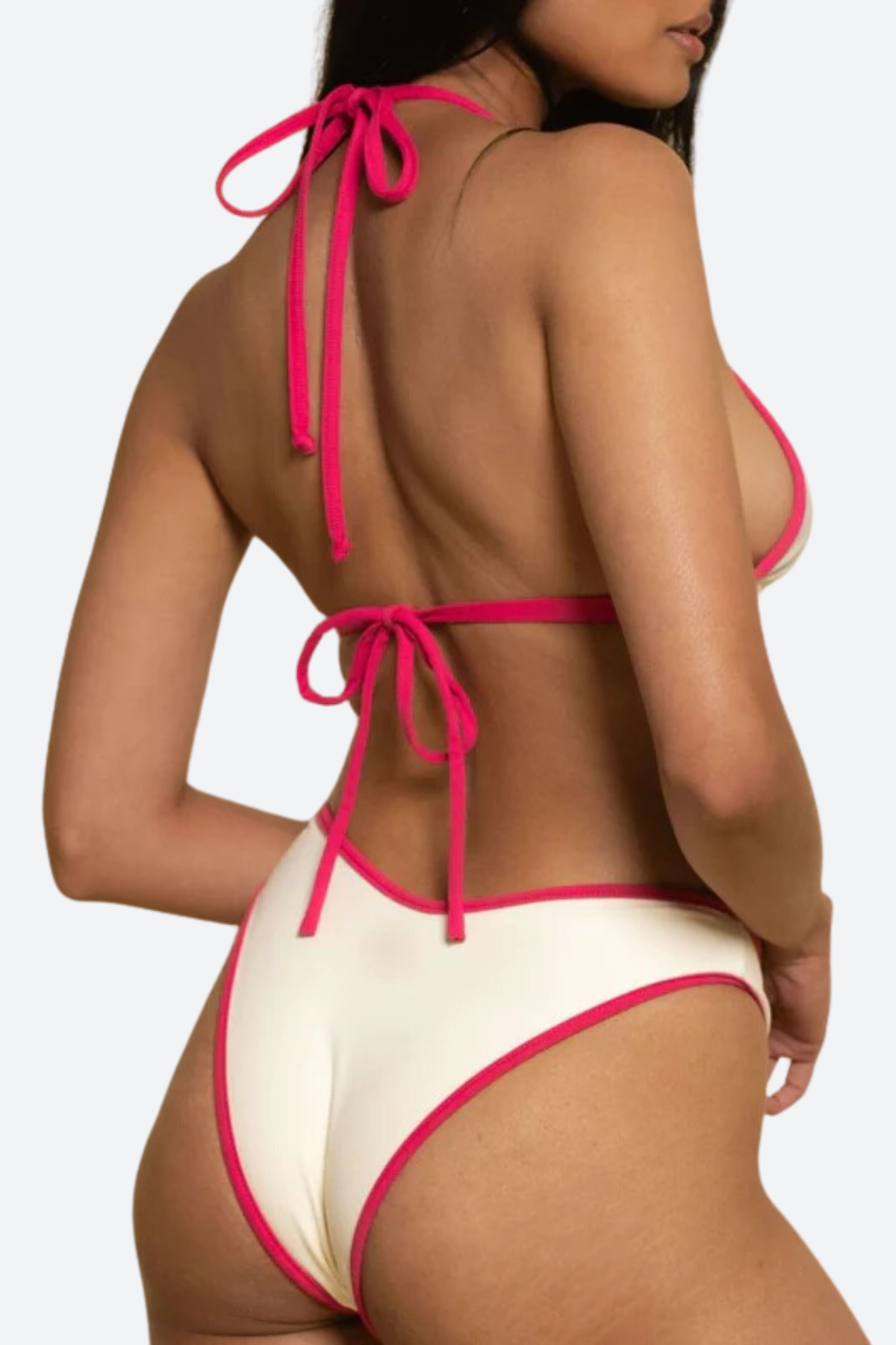 Premium Montce Lulu Bikini Bottom - Cream X Raspberry | Ultimate Fit & Style