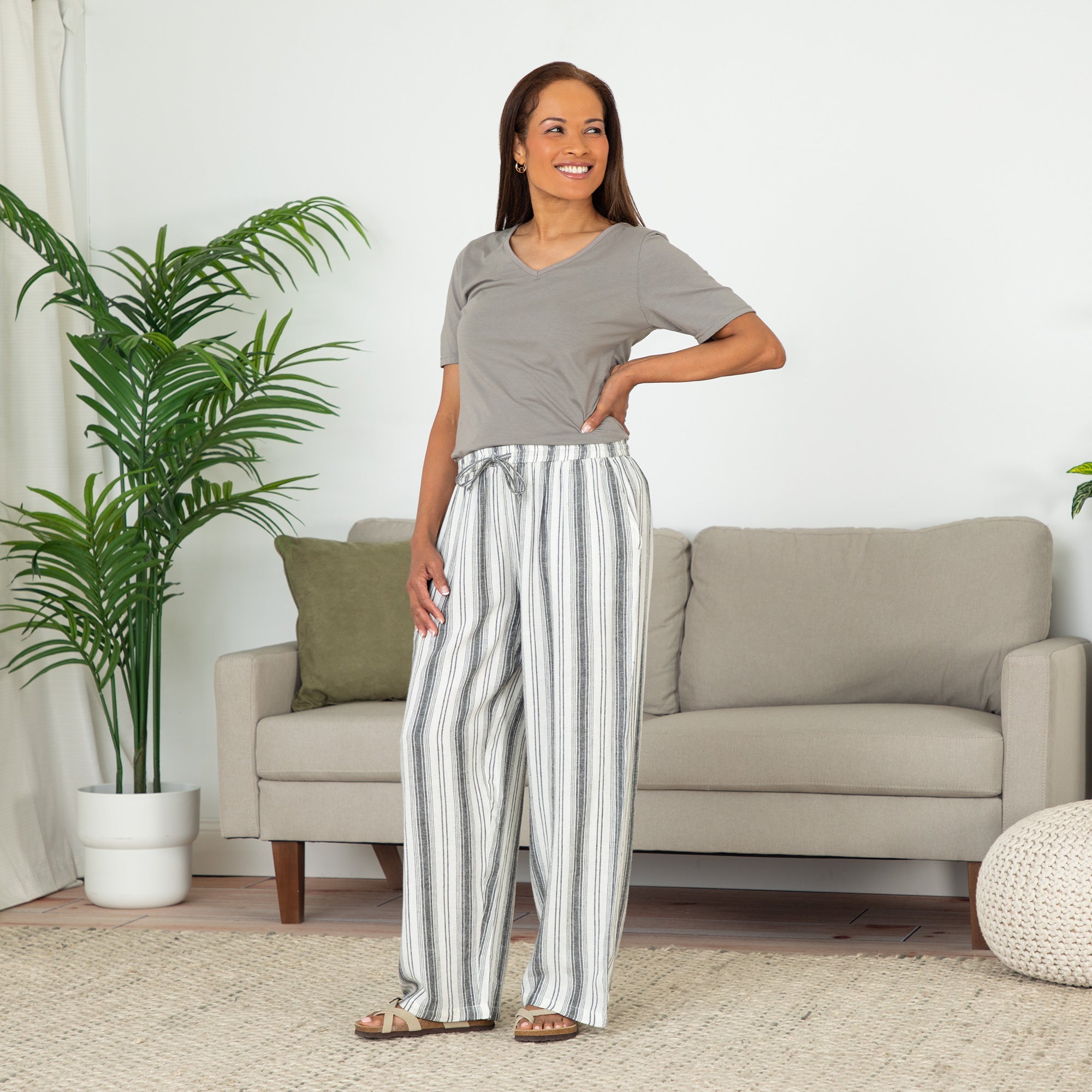 Premium Women's Striped High-Rise Wide-Leg Pants - Ultimate Comfort & Style