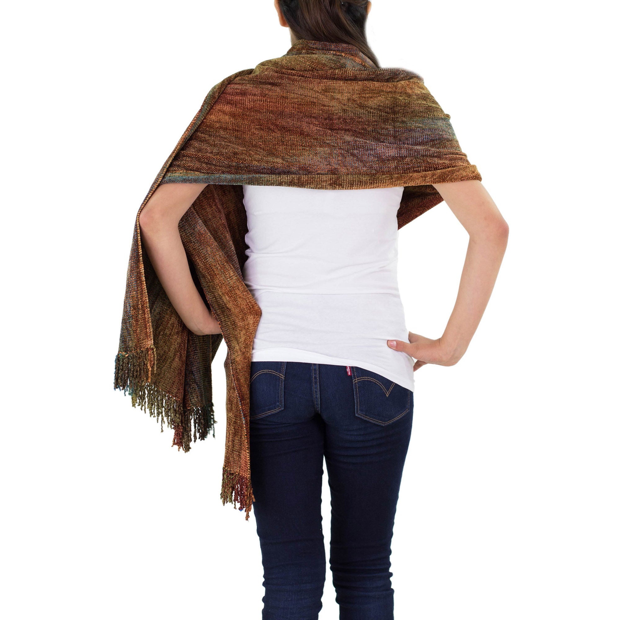 Premium Tropical Volcano Bamboo Chenille Wrap - Handmade Fair Trade Shawl