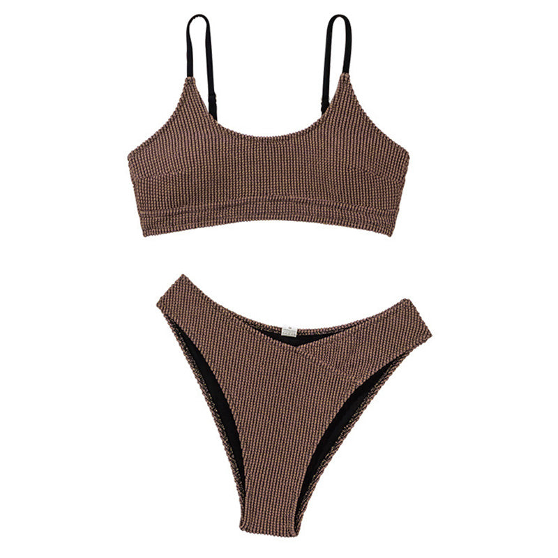 Premium Lurex Ribbed Bralette & Cheeky Bikini Set