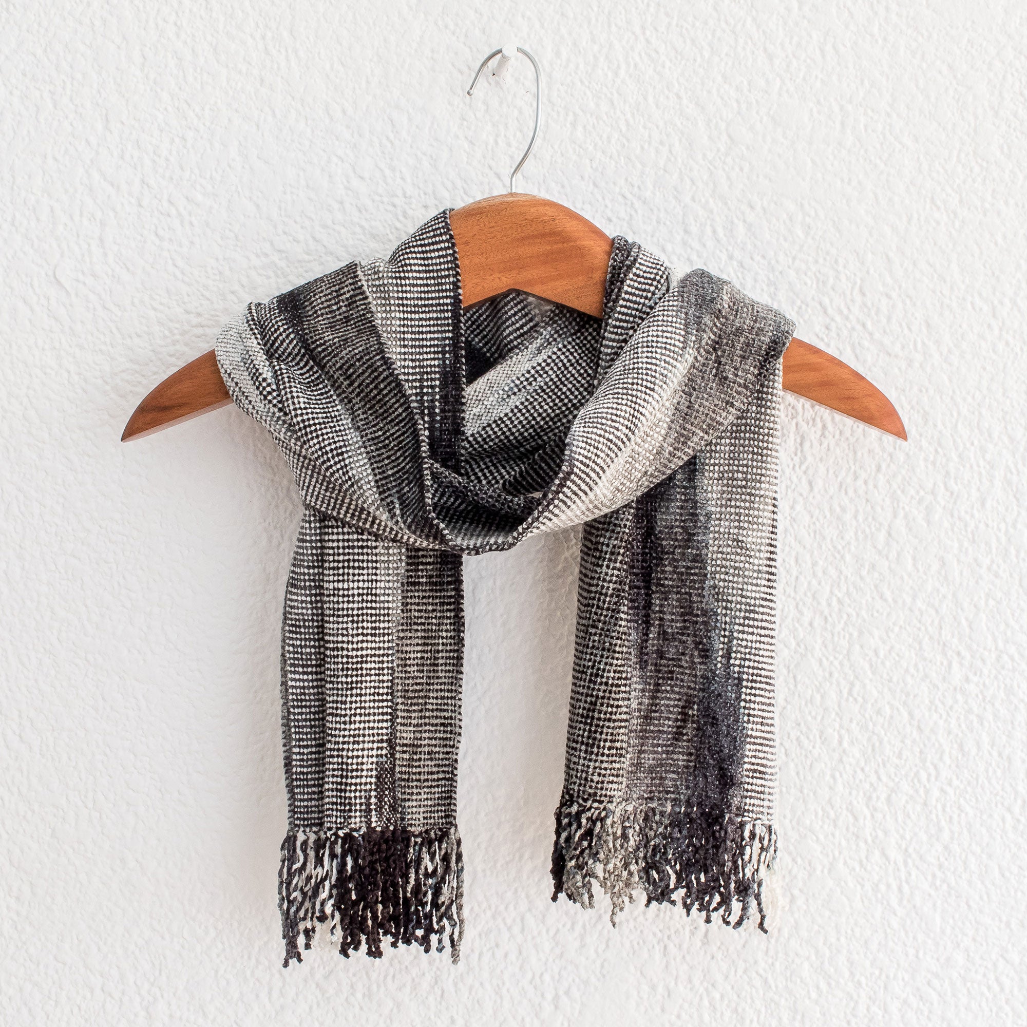 Premium Handwoven Grey Rayon Chenille Scarf – Inspired by the Infinite Universe