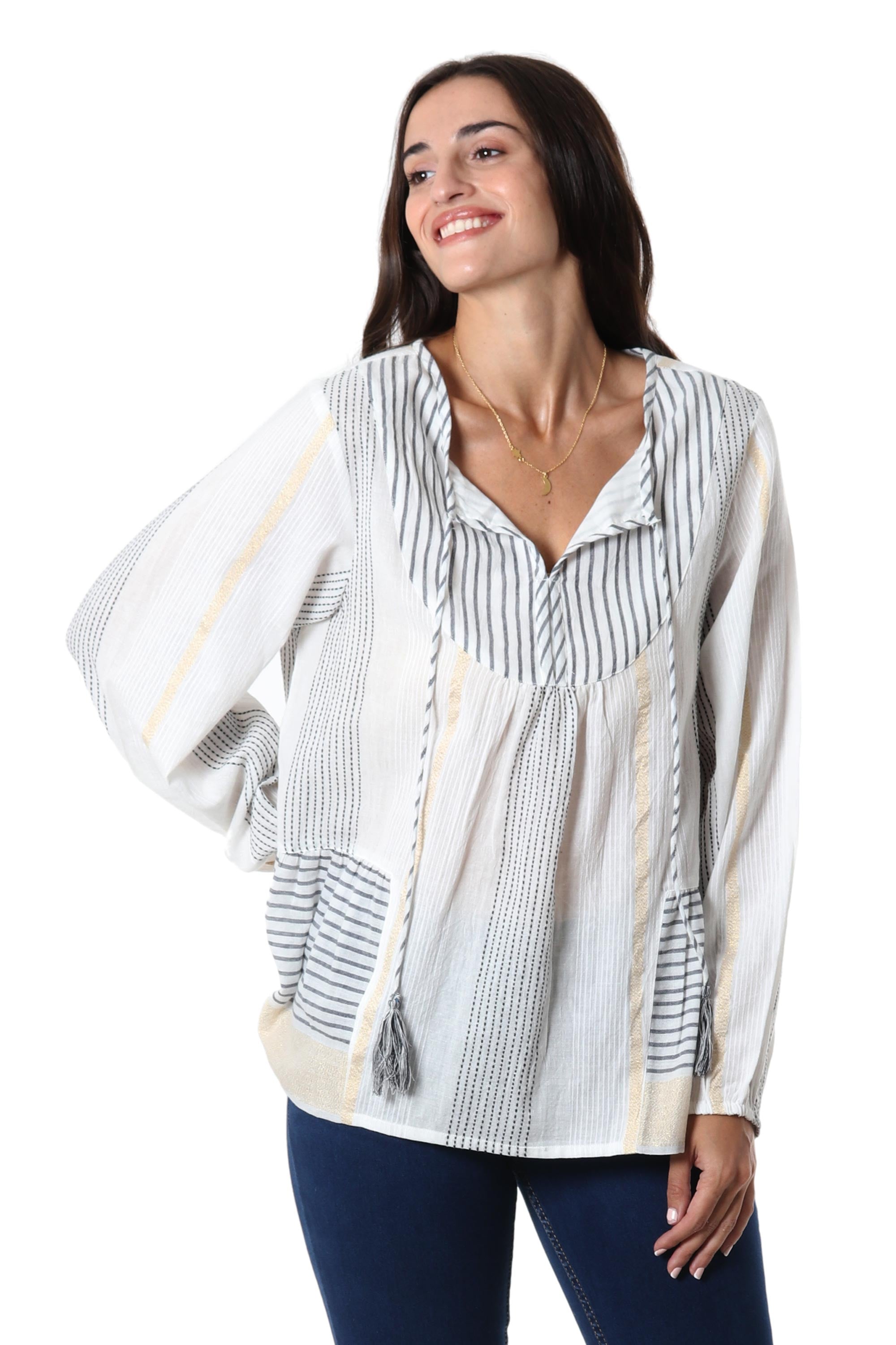 Premium Handwoven Striped Cotton Tunic - Ultimate Breezy Style