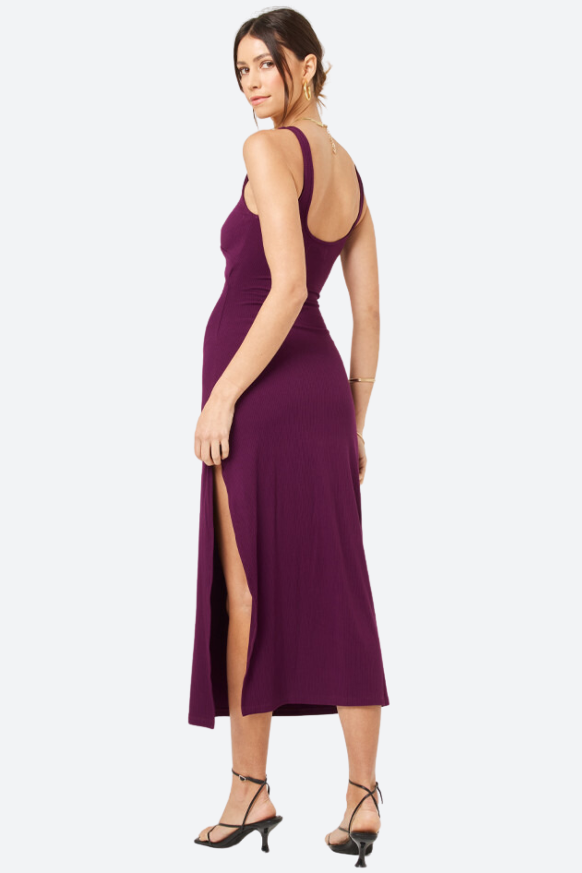 Premium L*Space Camille Ribbed Dress in Merlot - Ultimate Elegance