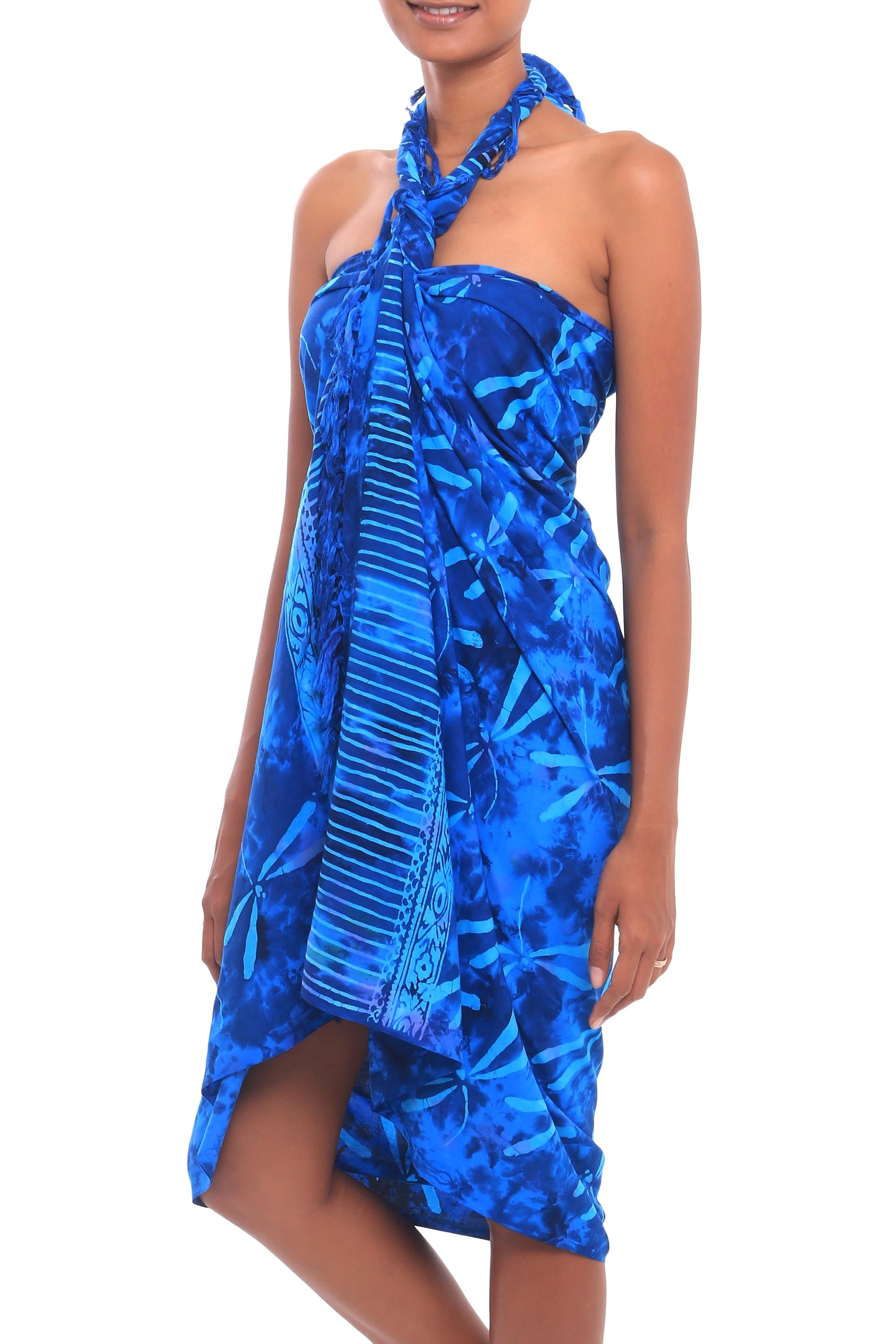 Premium Blue Dragonfly Batik Sarong – Handcrafted in Bali