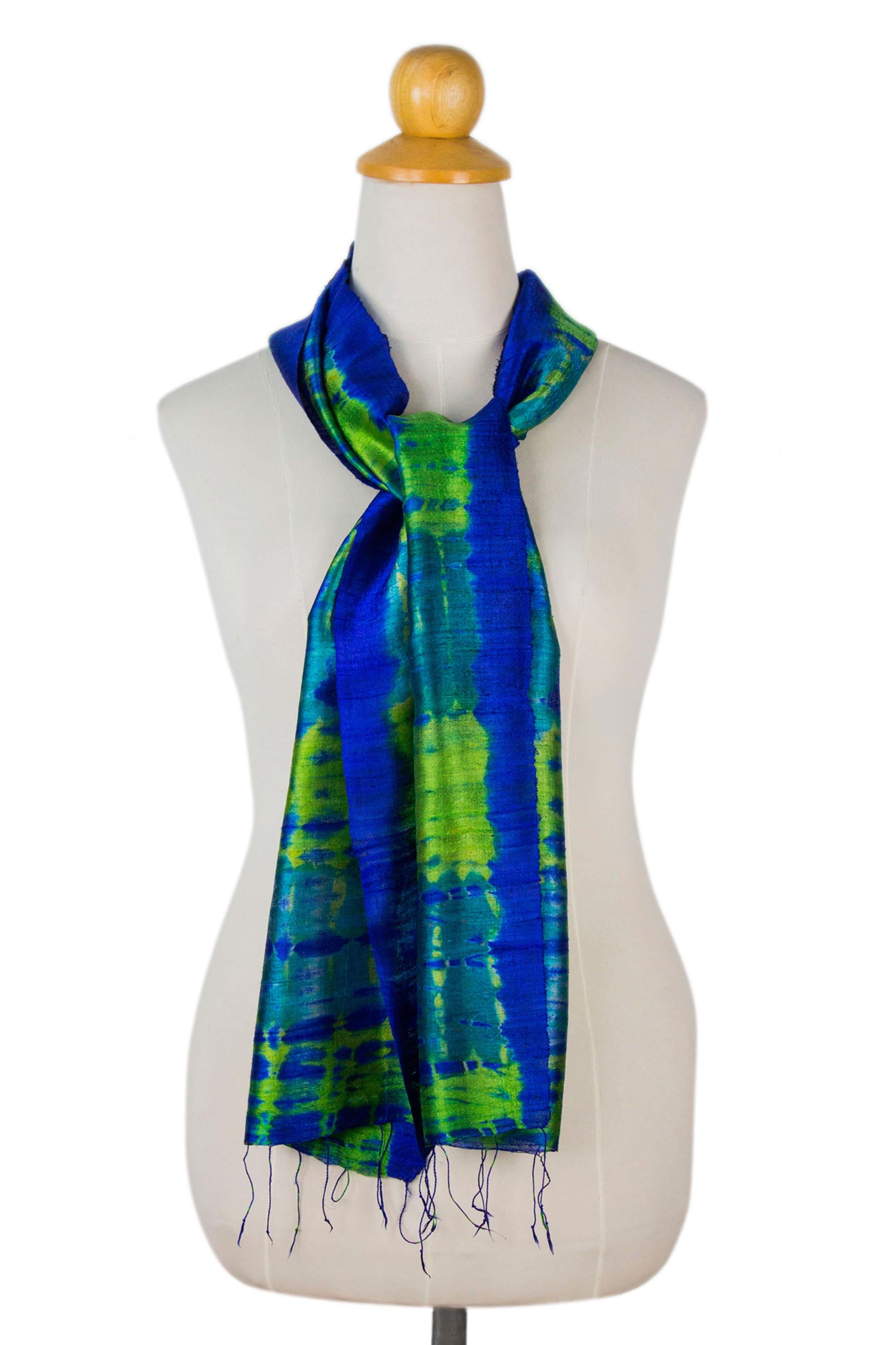 Premium Thai Meadow Handcrafted Tie-Dye Silk Scarf – Ultimate Luxury