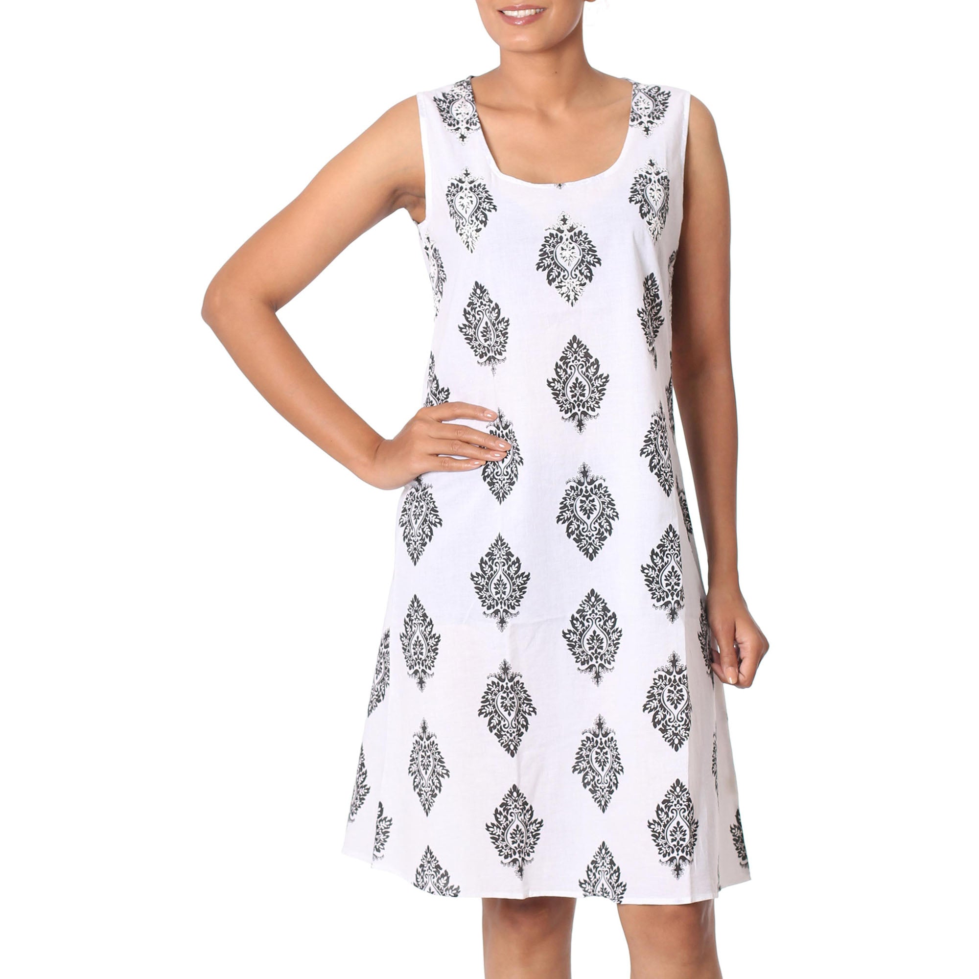 Premium Black Leaves Cotton Shift Dress - Ultimate Summer Style