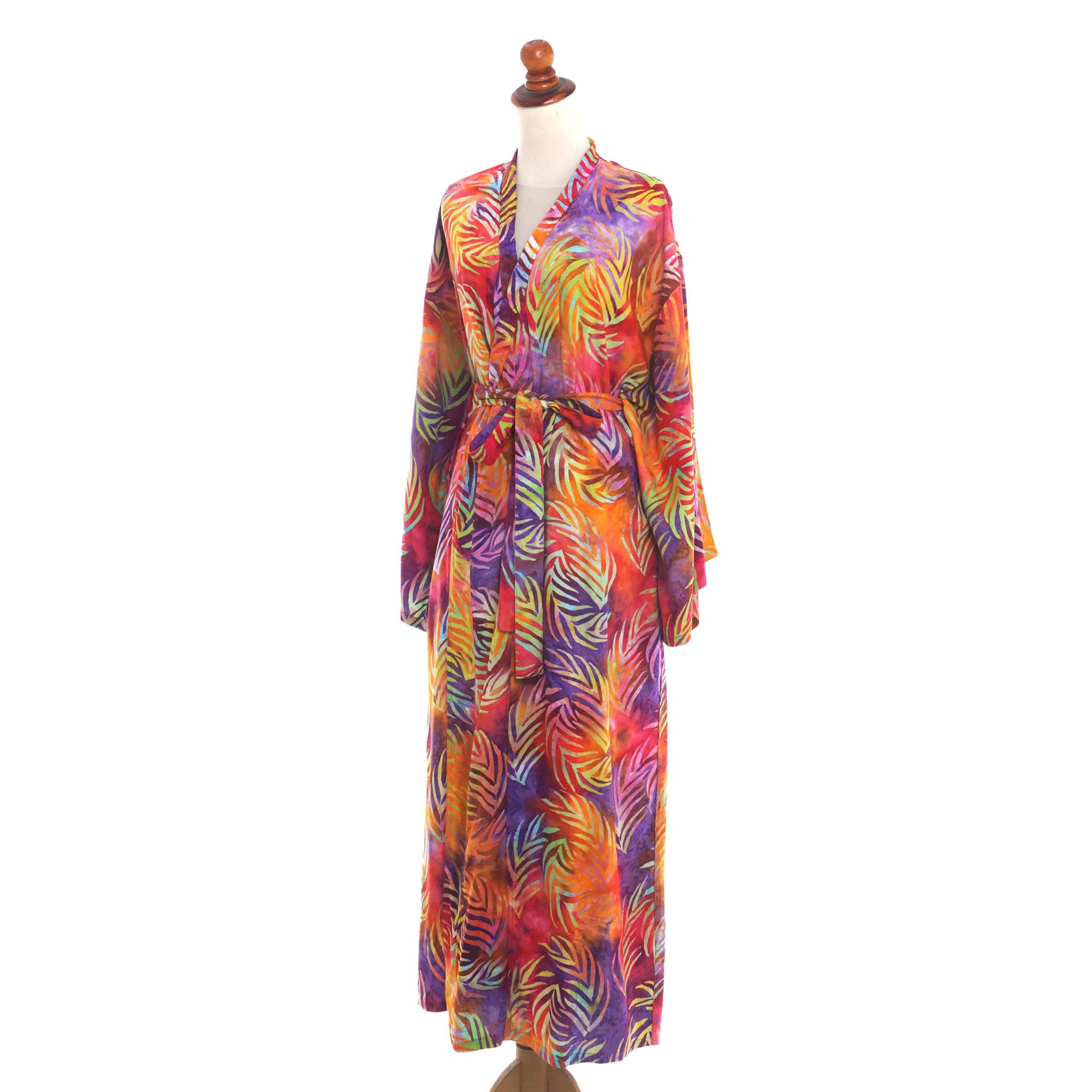 Premium Sunset Grove Batik Rayon Robe - Handmade Luxury