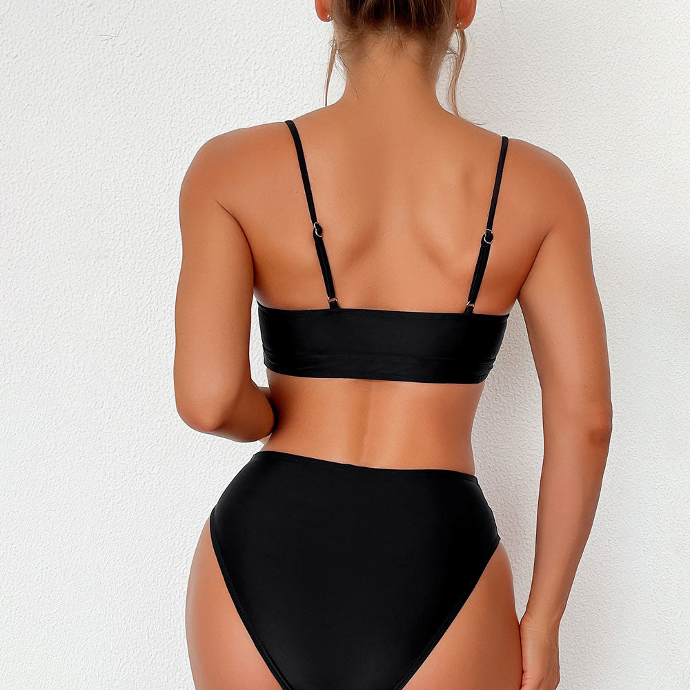 Premium Active Mid-Waist Cutout Bralette & Brazilian Bikini Set